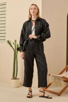 Midi Linen Trousers Black 
