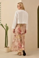 Tulle Bell Skirt Floral Patterned Oil Green 