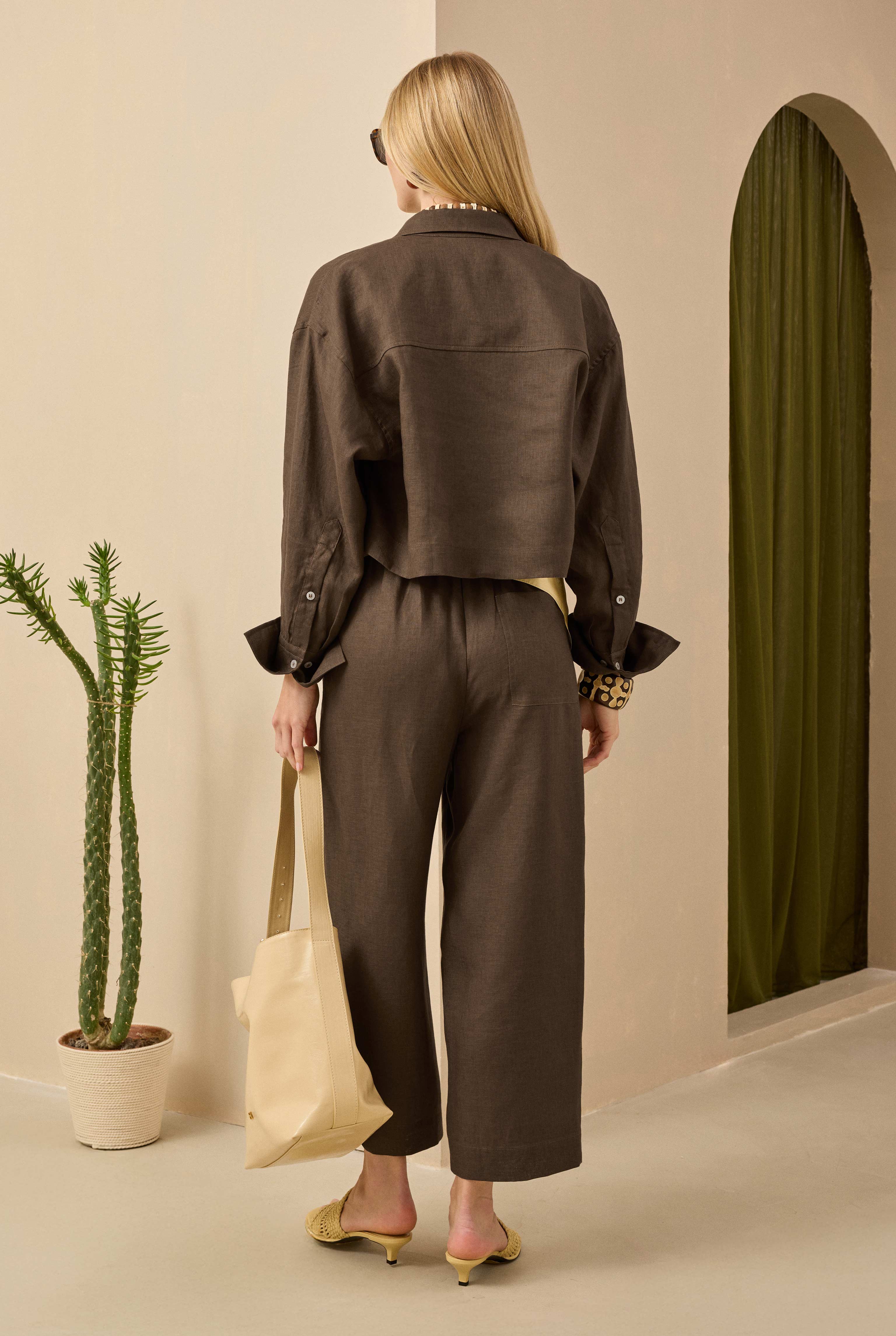 Midi Linen Trousers Hazelnut - 2