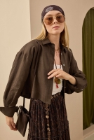 Linen Crop Shirt Hazelnut 