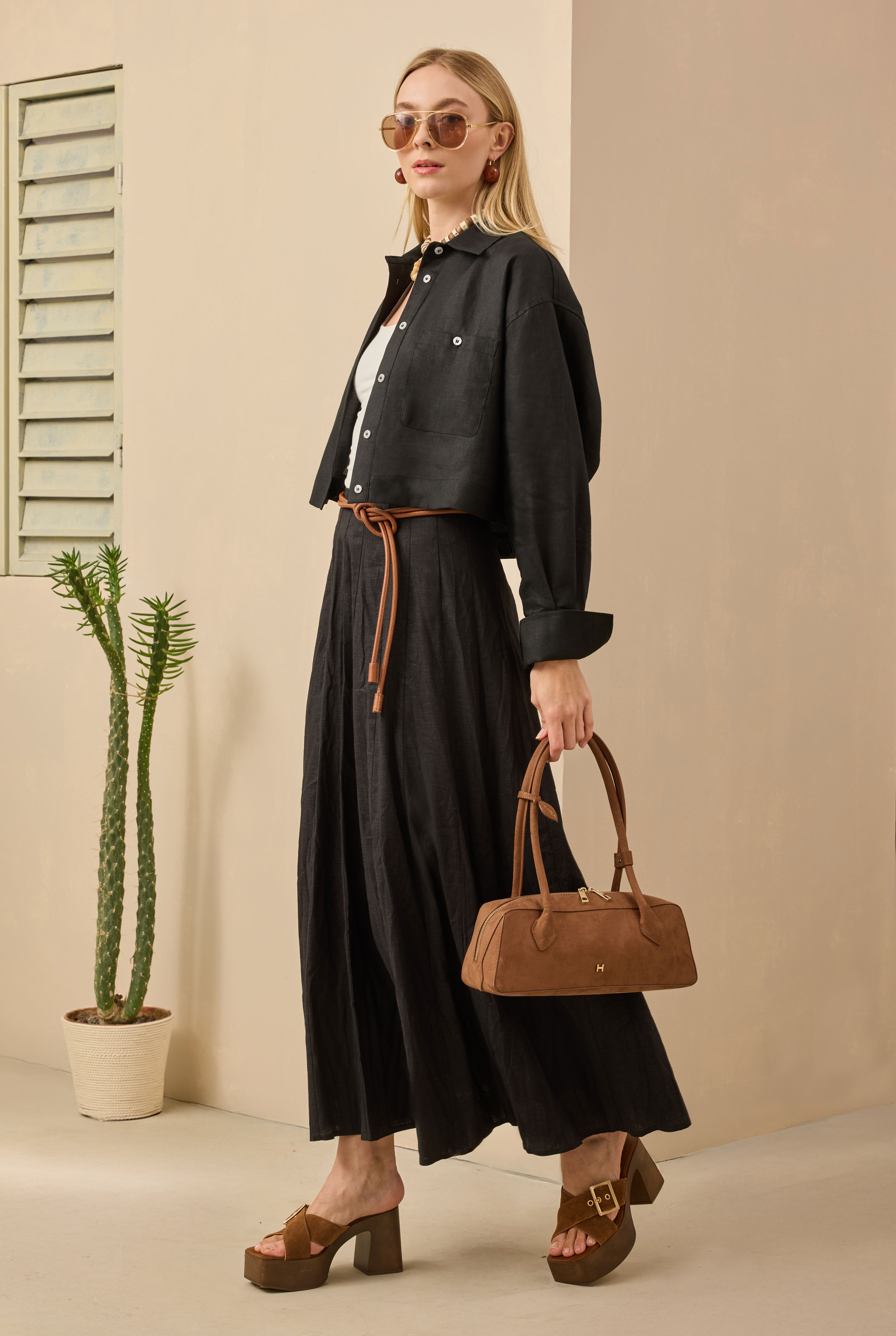 Pleat Detailed Skirt Black - 3