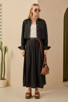 Pleat Detailed Skirt Black 