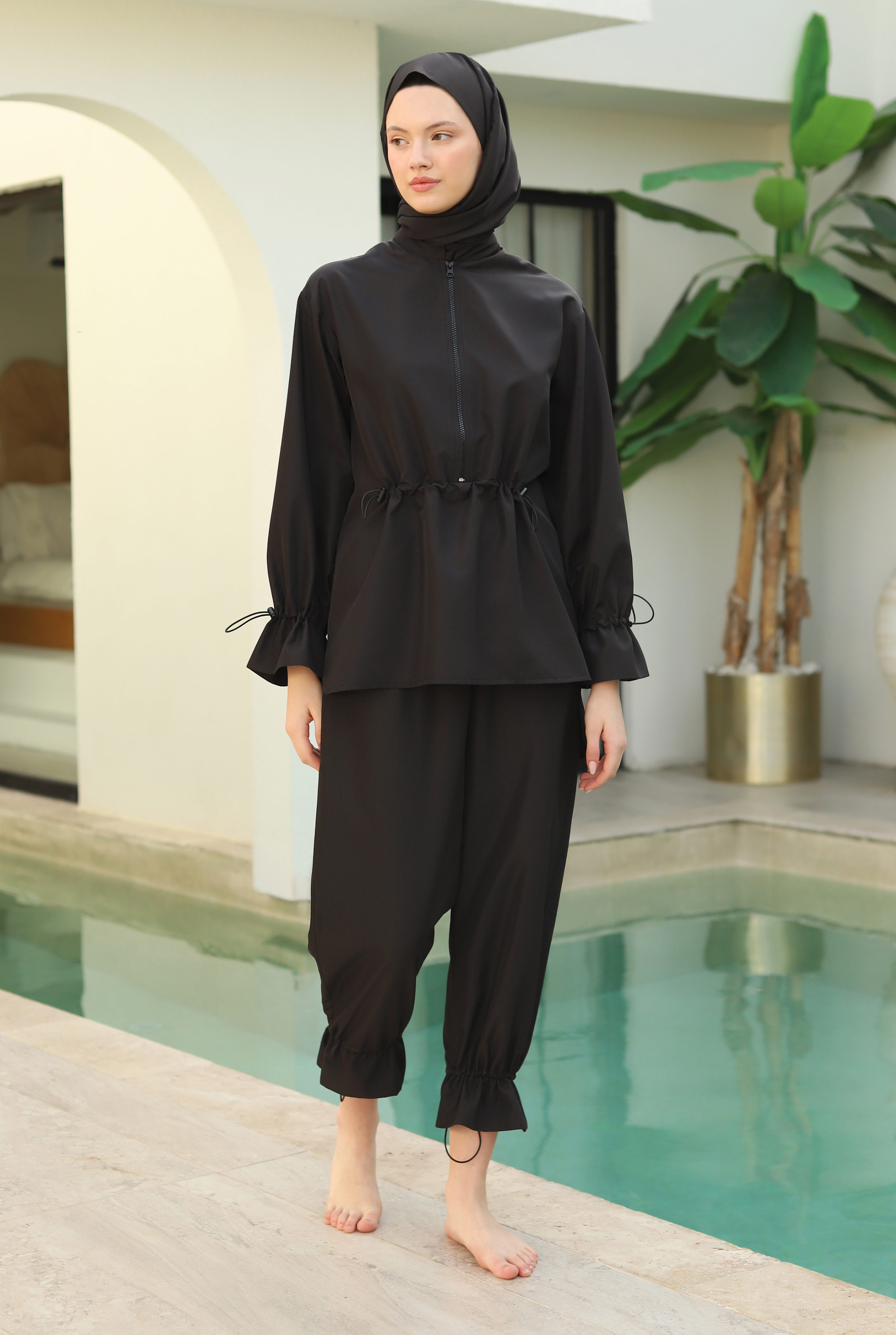 Wide Cuffed Swimsuit Black - 2