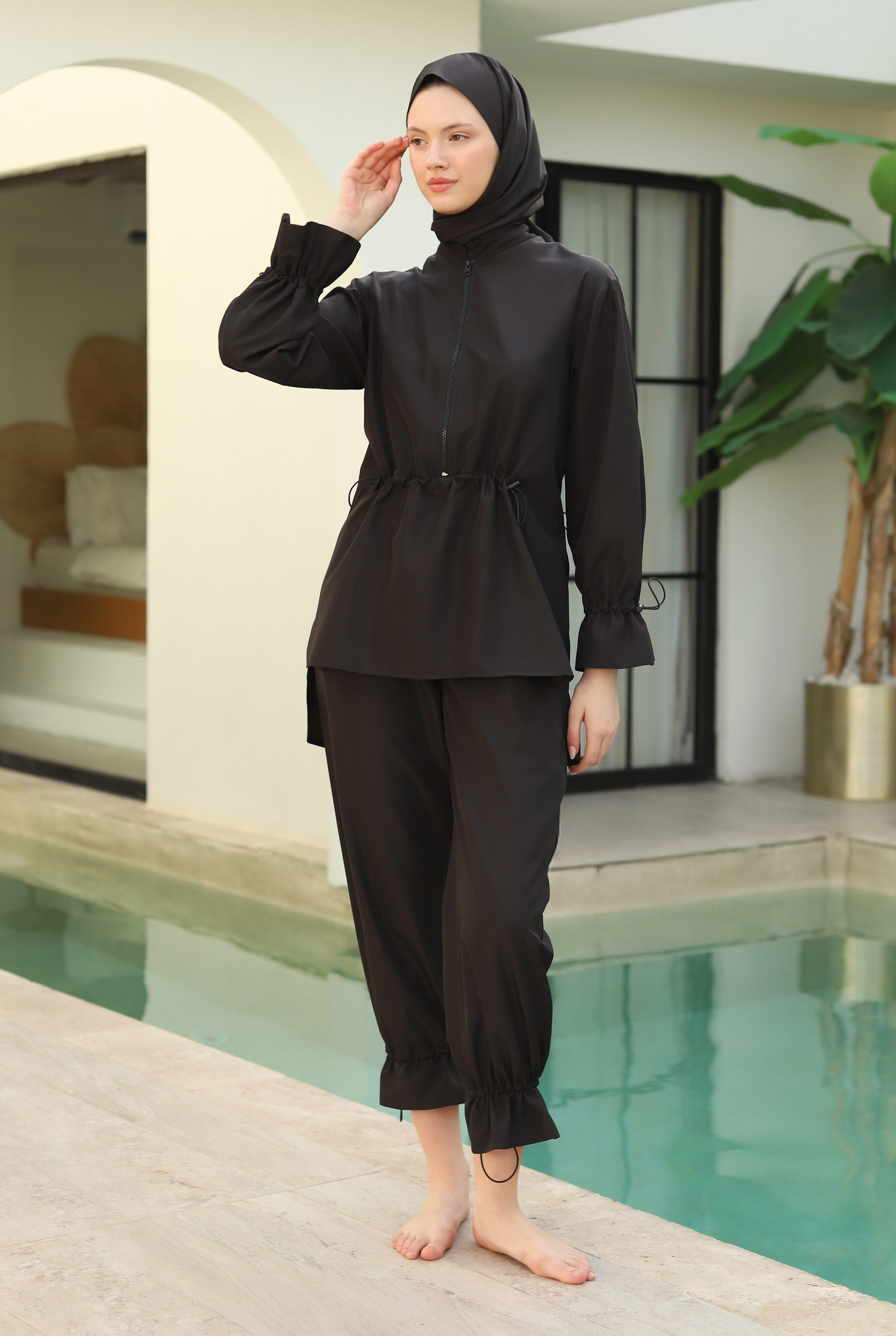 Wide Cuffed Swimsuit Black - 3