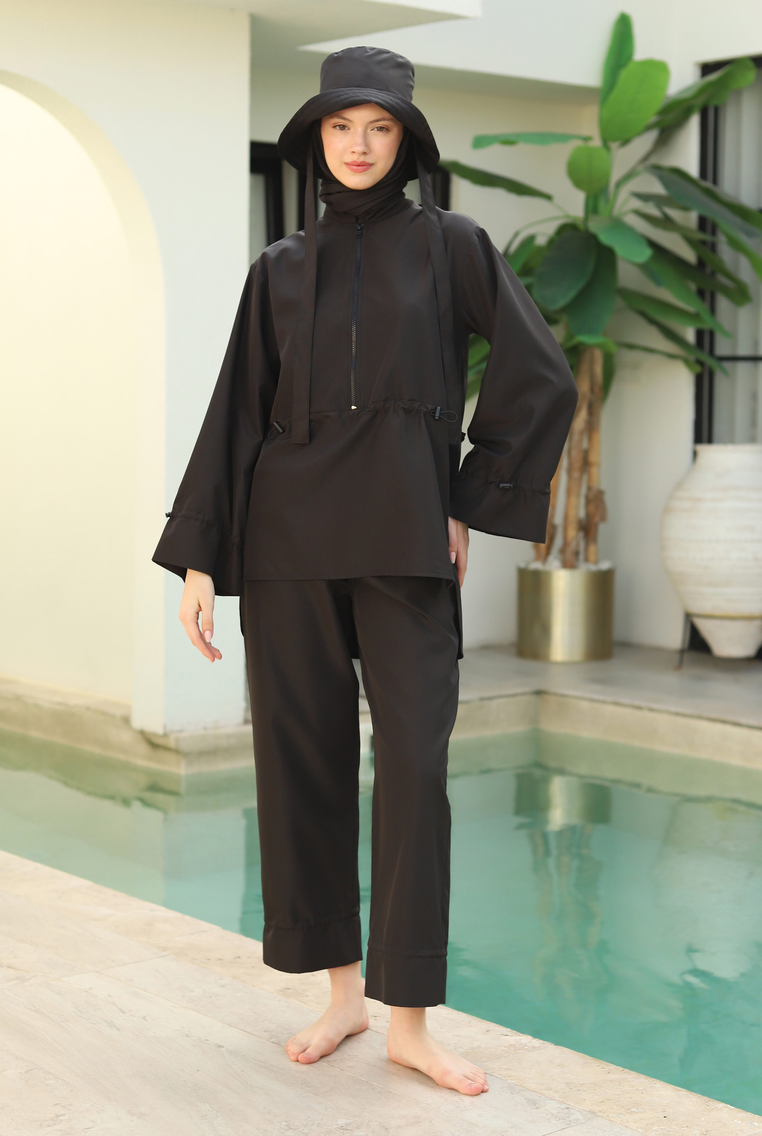 Wide Cuffed Swimsuit Black - 1