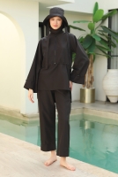 Wide Cuffed Swimsuit Black 