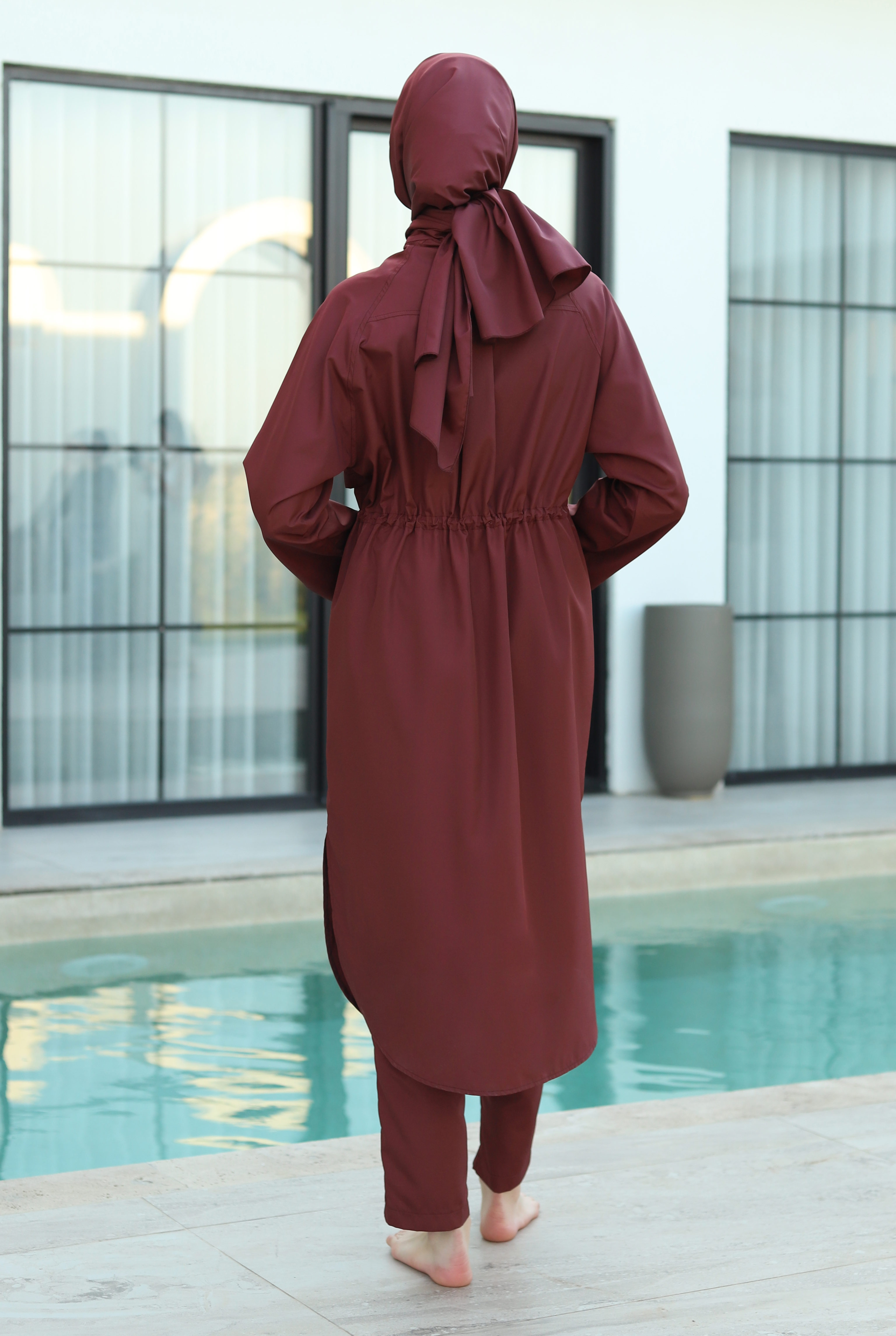 Raglan Sleeve Swimsuit Bordeaux - 2
