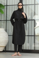 Raglan Sleeve Swimsuit Black 