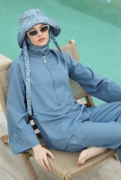 Wide Cuffed Swimsuit Blue 
