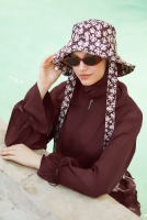 Wide Cuffed Swimsuit Bordeaux 