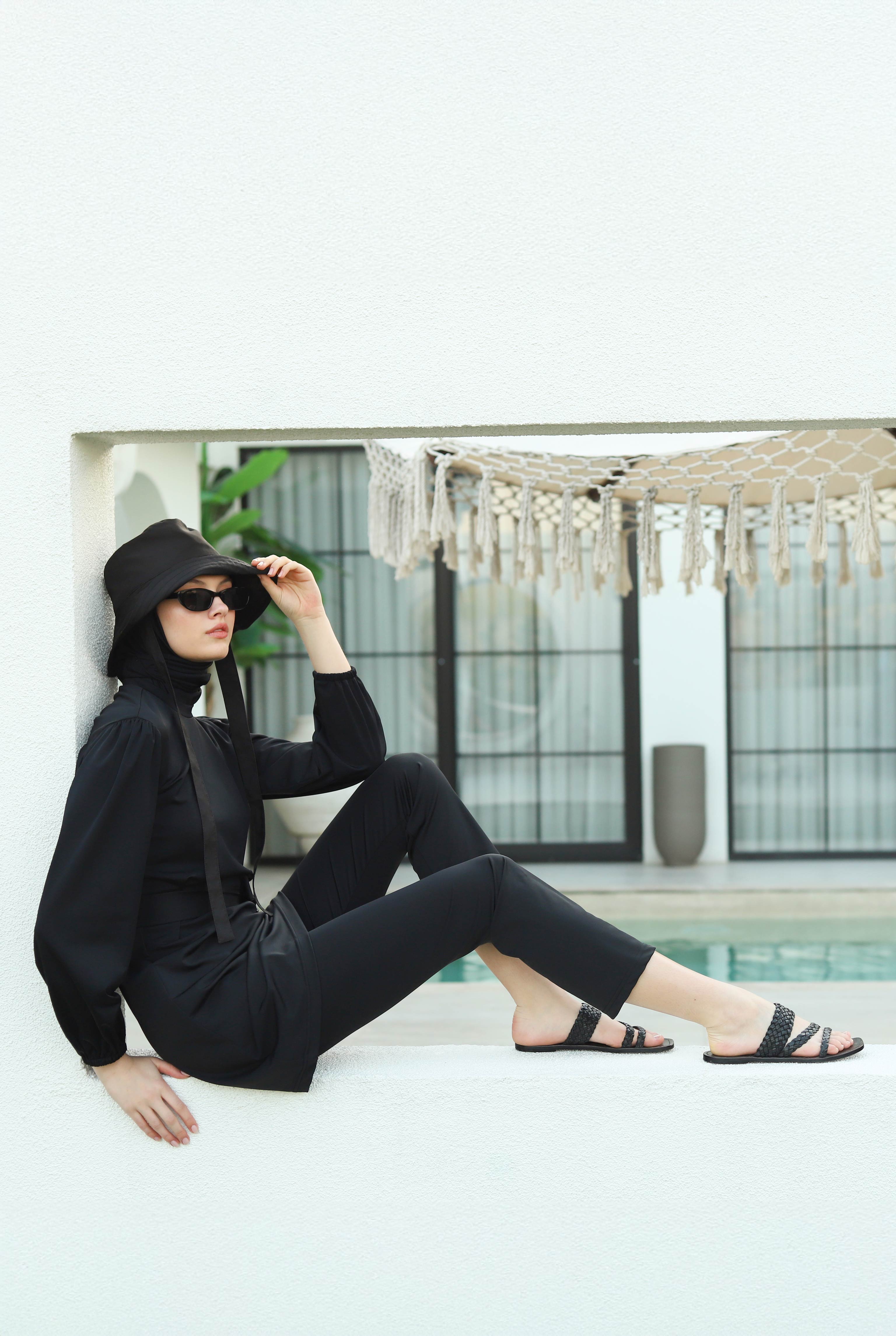 Lycra Swimming Leggings Black - 1