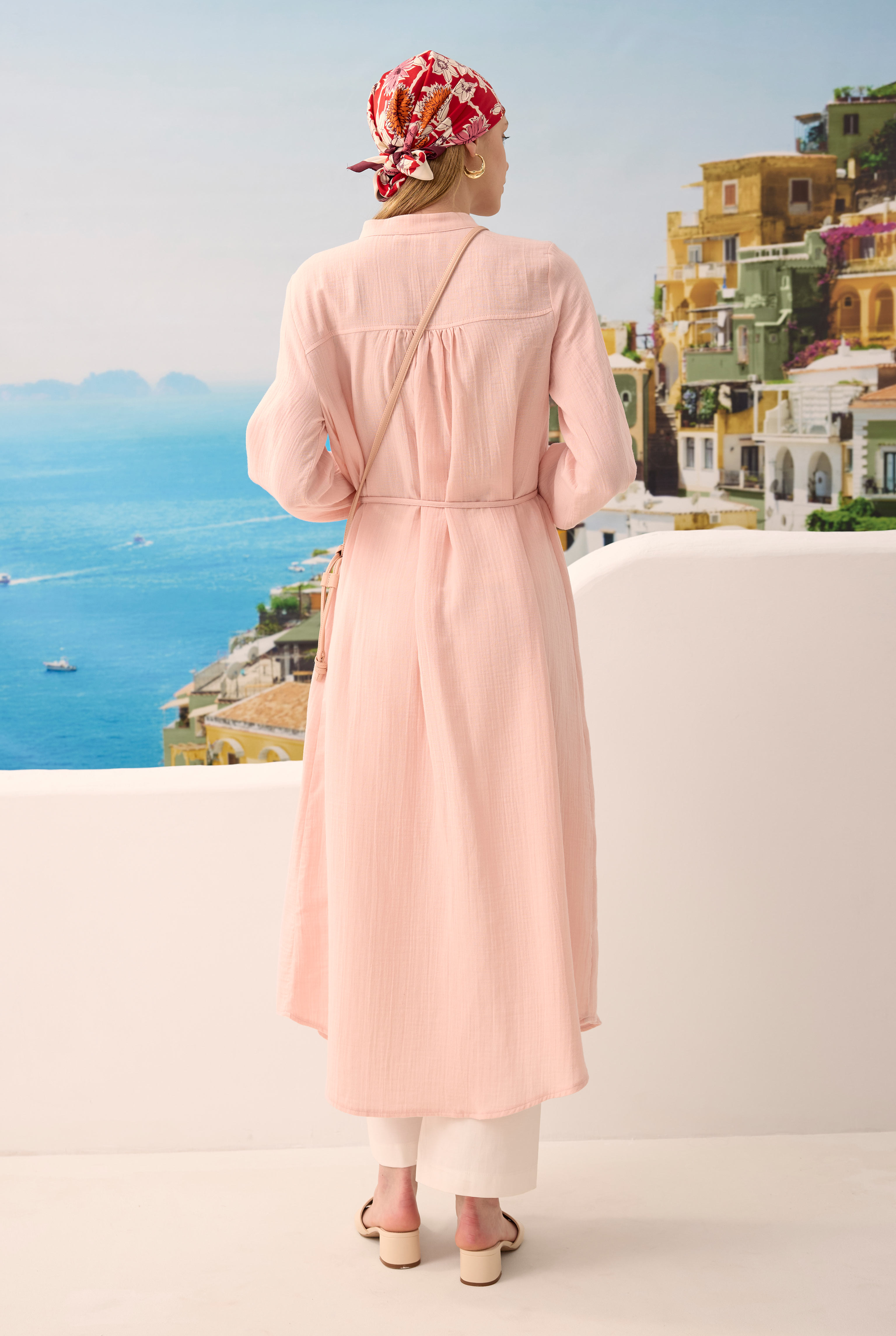 Long Muslin Shirt Powder Pink - 4