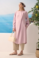 Wide Collared Pleated Tunic Light Lily 