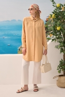 Diagonal Yoke Striped Shirt Light Salmon 