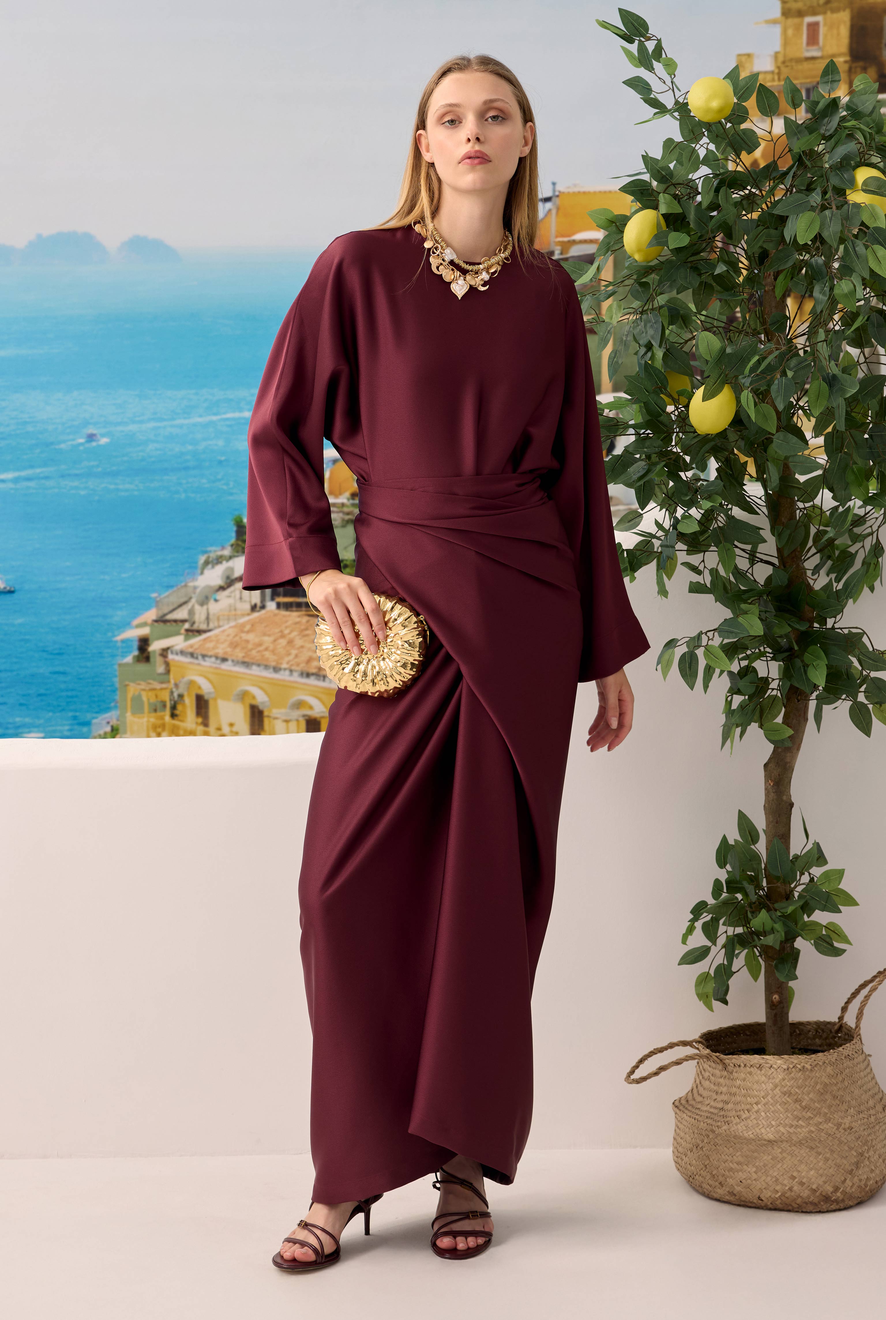Two-piece Basic Dress Bordeaux - 2