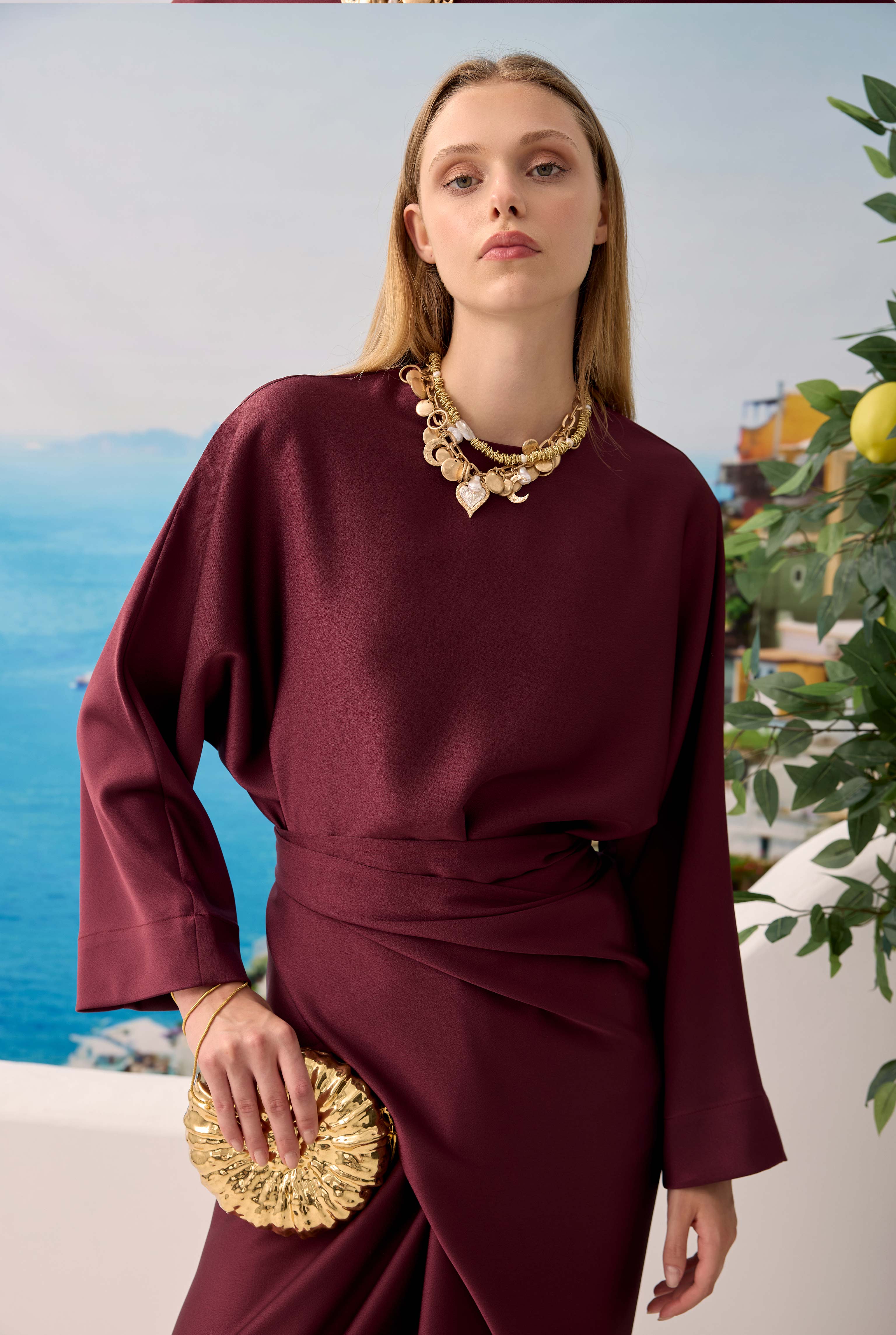Two-piece Basic Dress Bordeaux - 3