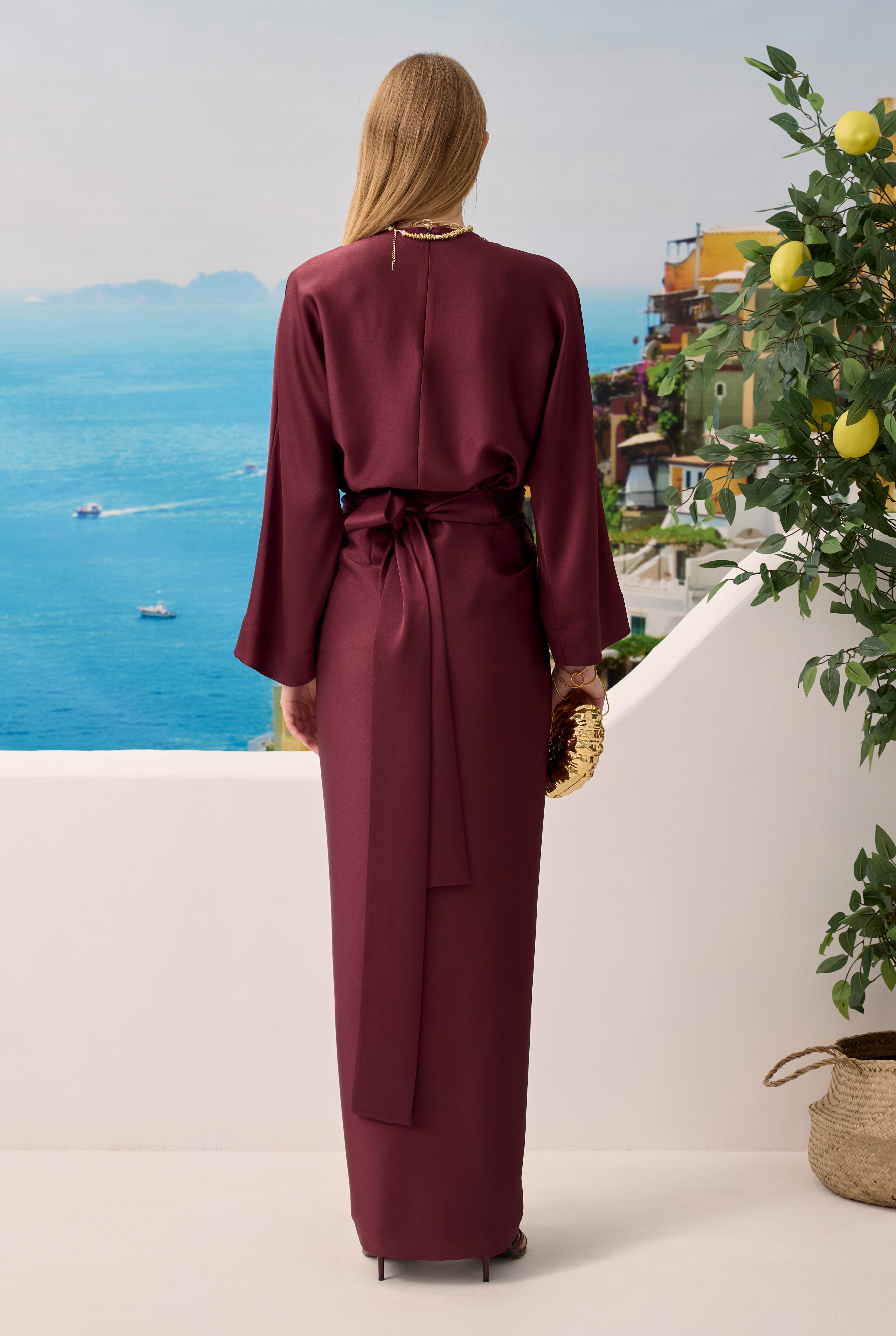 Two-piece Basic Dress Bordeaux - 5