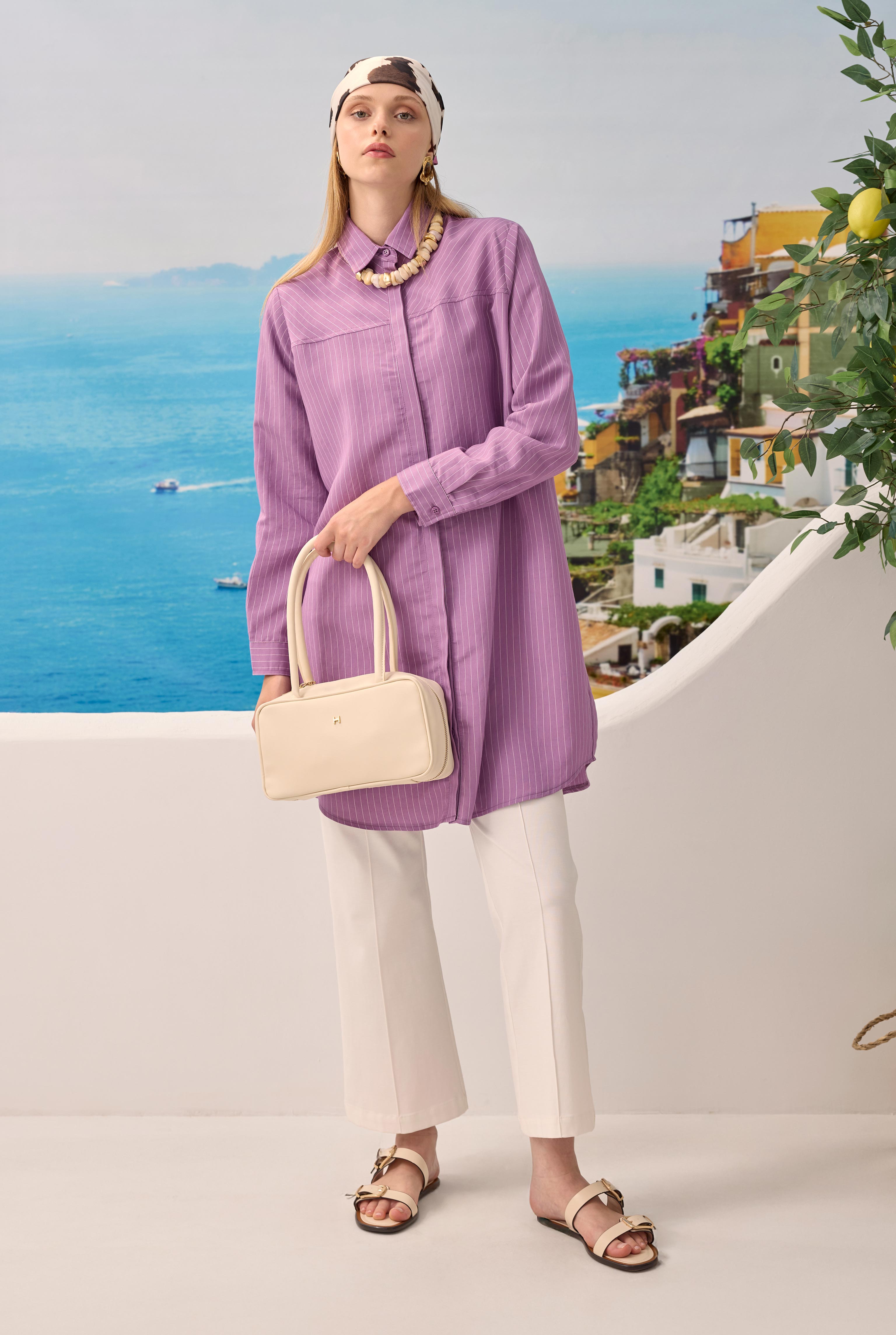 Diagonal Yoke Striped Shirt Lily - 1