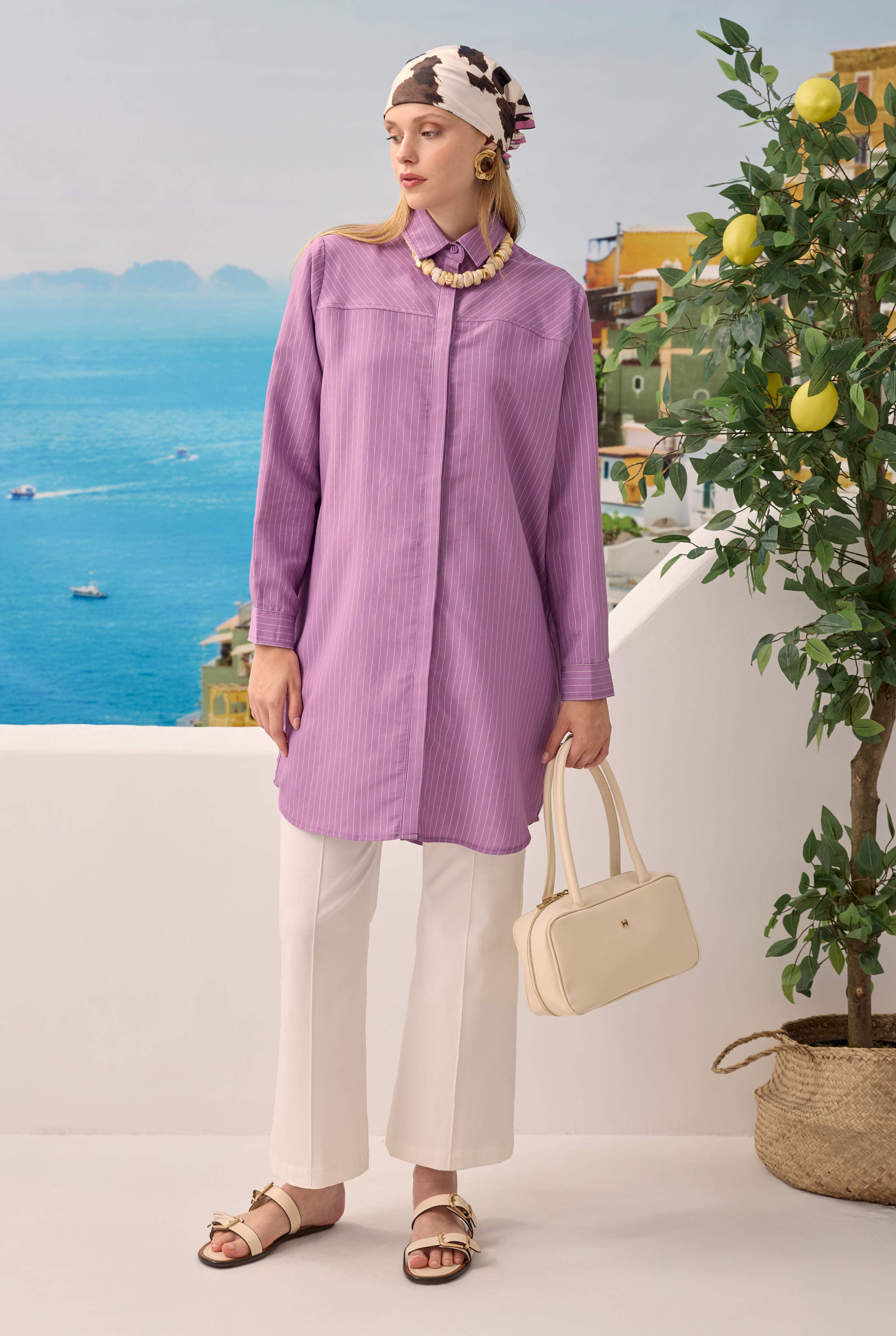 Diagonal Yoke Striped Shirt Lily - 4