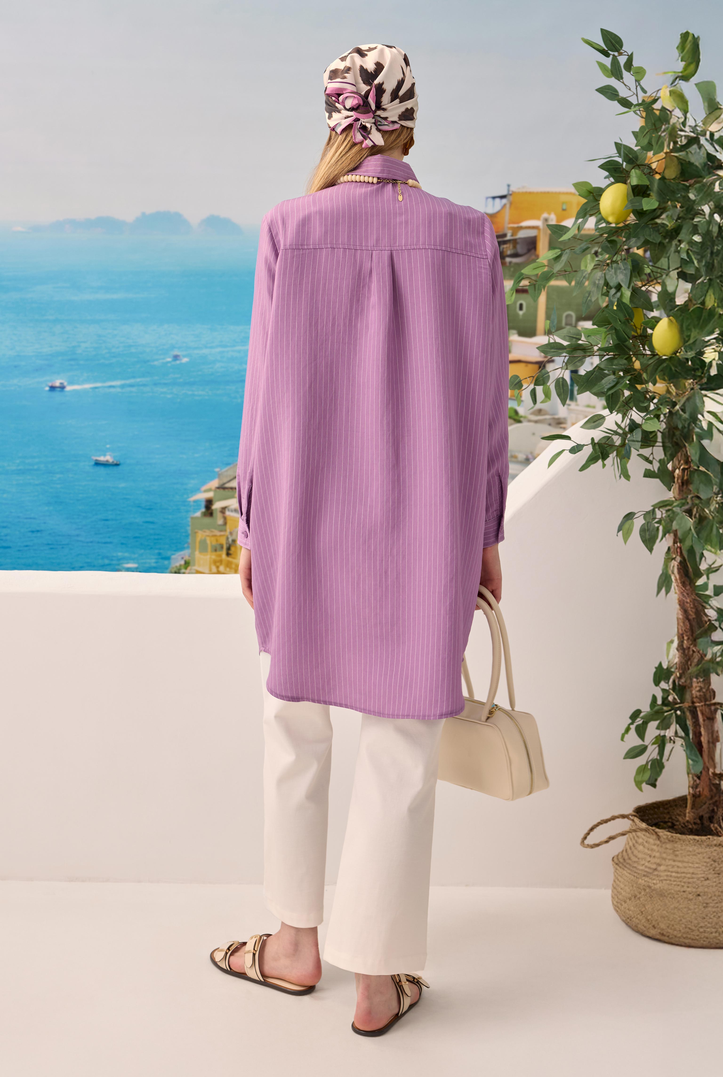 Diagonal Yoke Striped Shirt Lily - 5