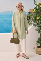 Diagonal Yoke Striped Shirt Eucalyptus 