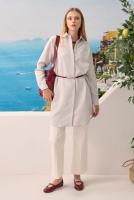 Diagonal Yoke Striped Shirt Soft Gray 