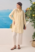 Diagonal Yoke Striped Shirt Vanilla 