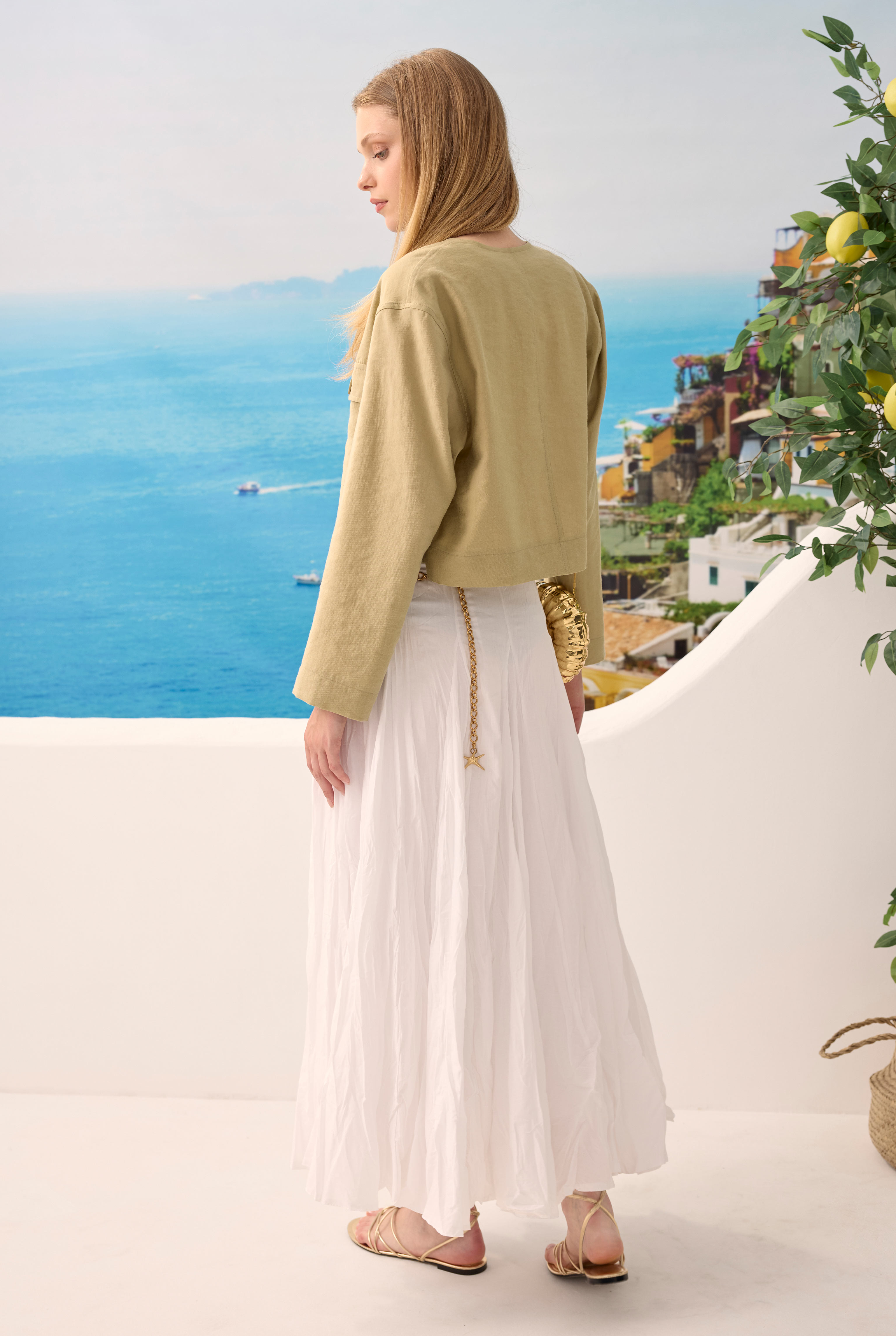 Modal Crop Jacket Sage Green - 4