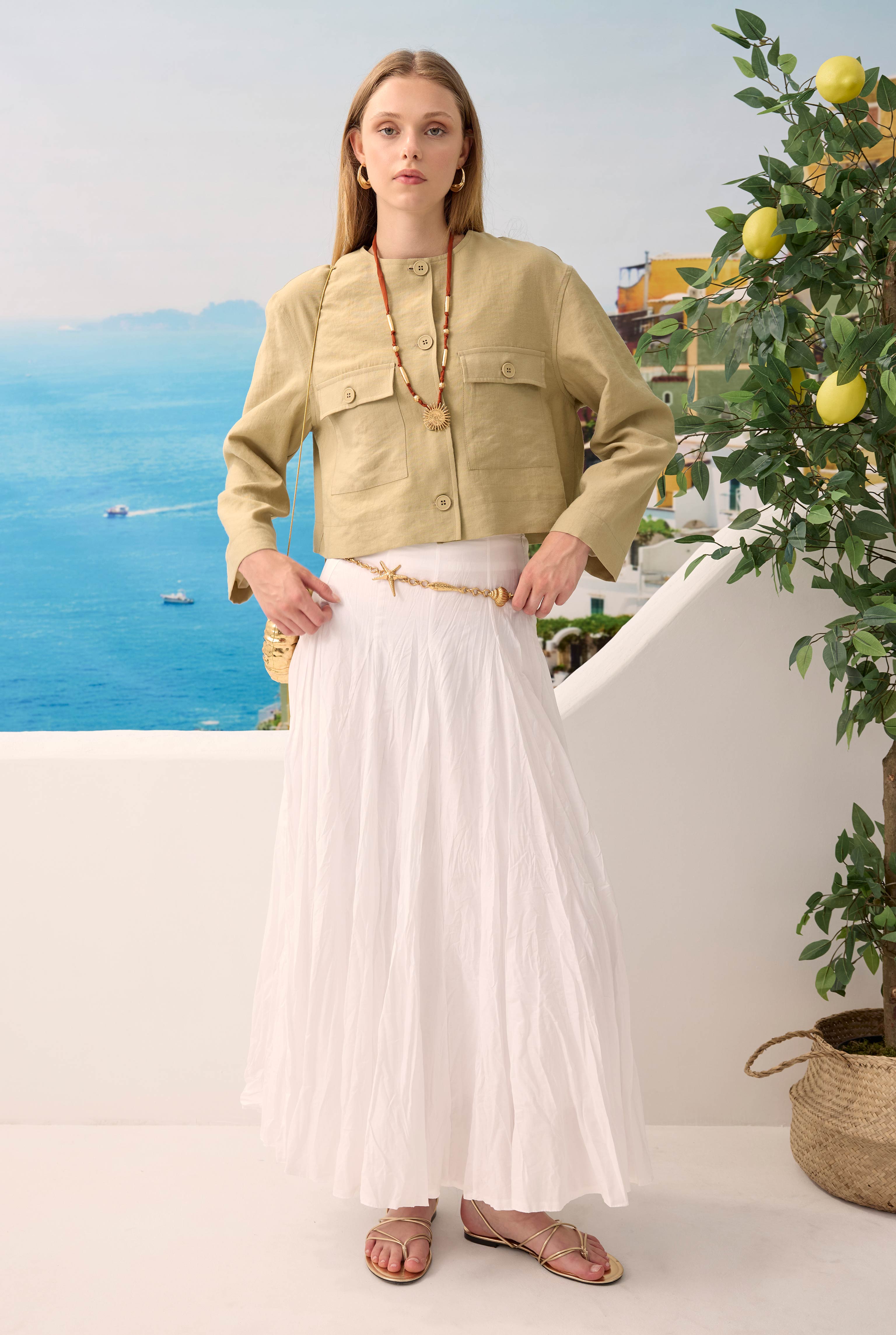 Modal Crop Jacket Sage Green - 2