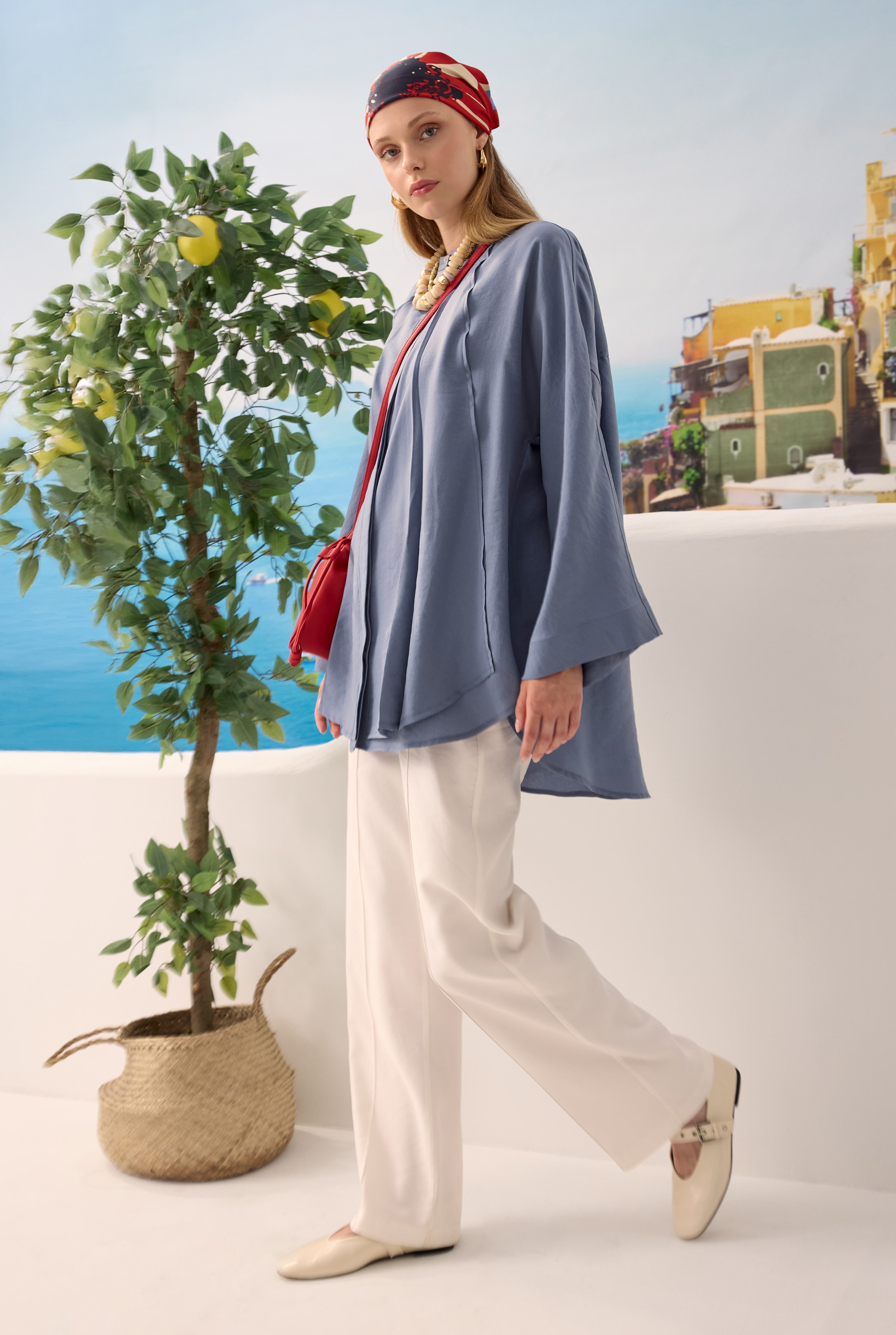 Pleat Detailed Shirt Lavender Blue - 3