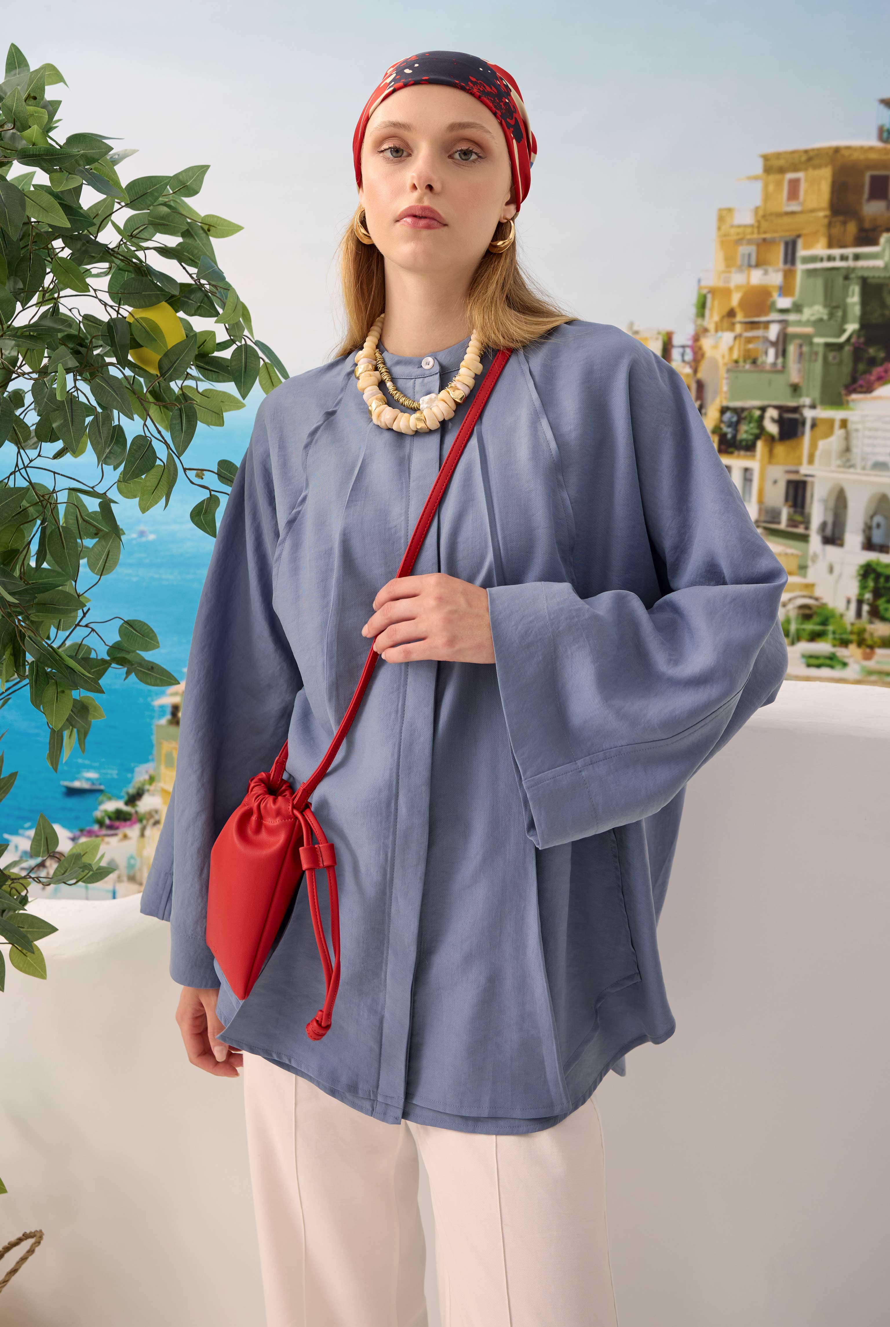 Pleat Detailed Shirt Lavender Blue - 2