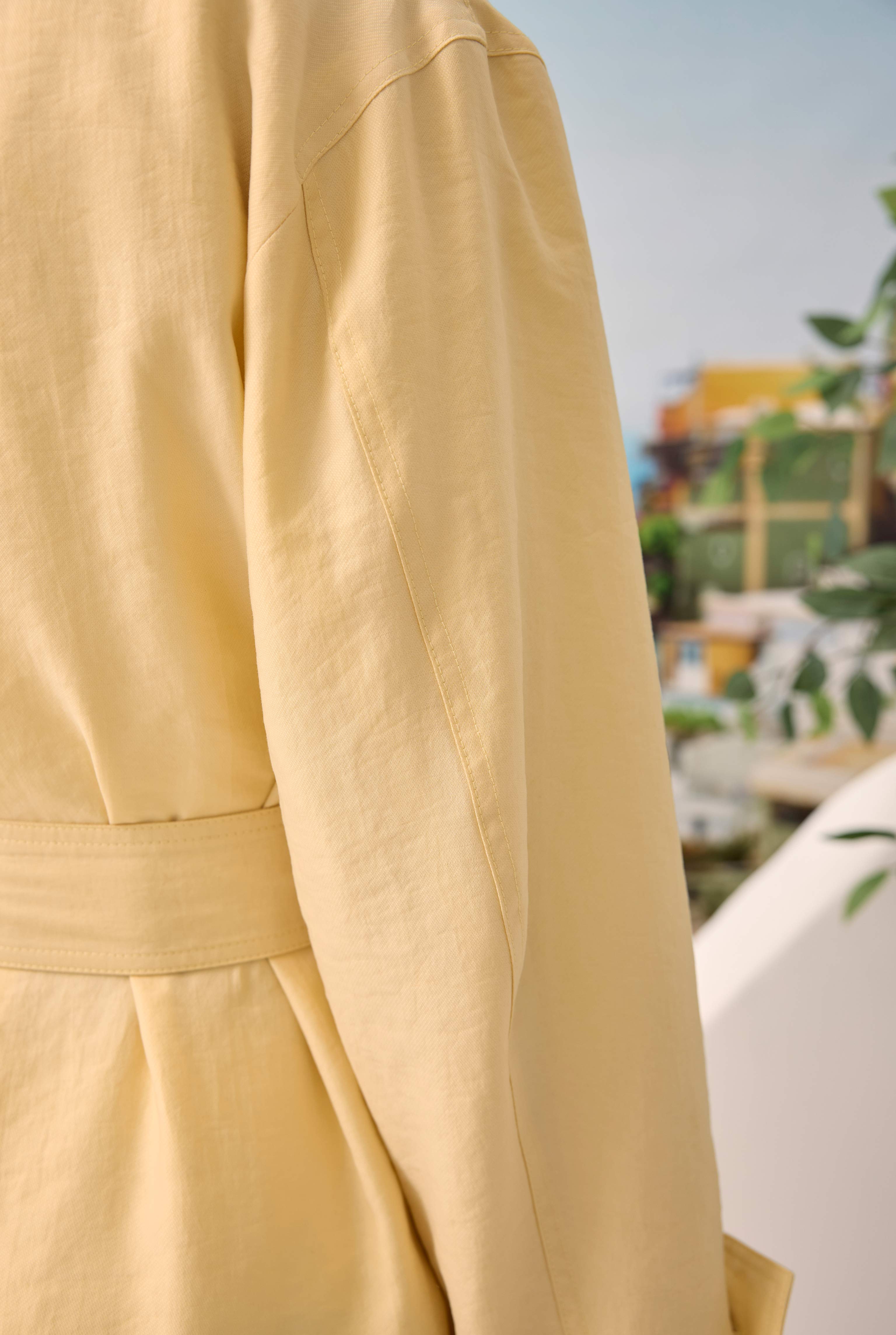 Buttoned Long Trenchcoat Soft Yellow - 4