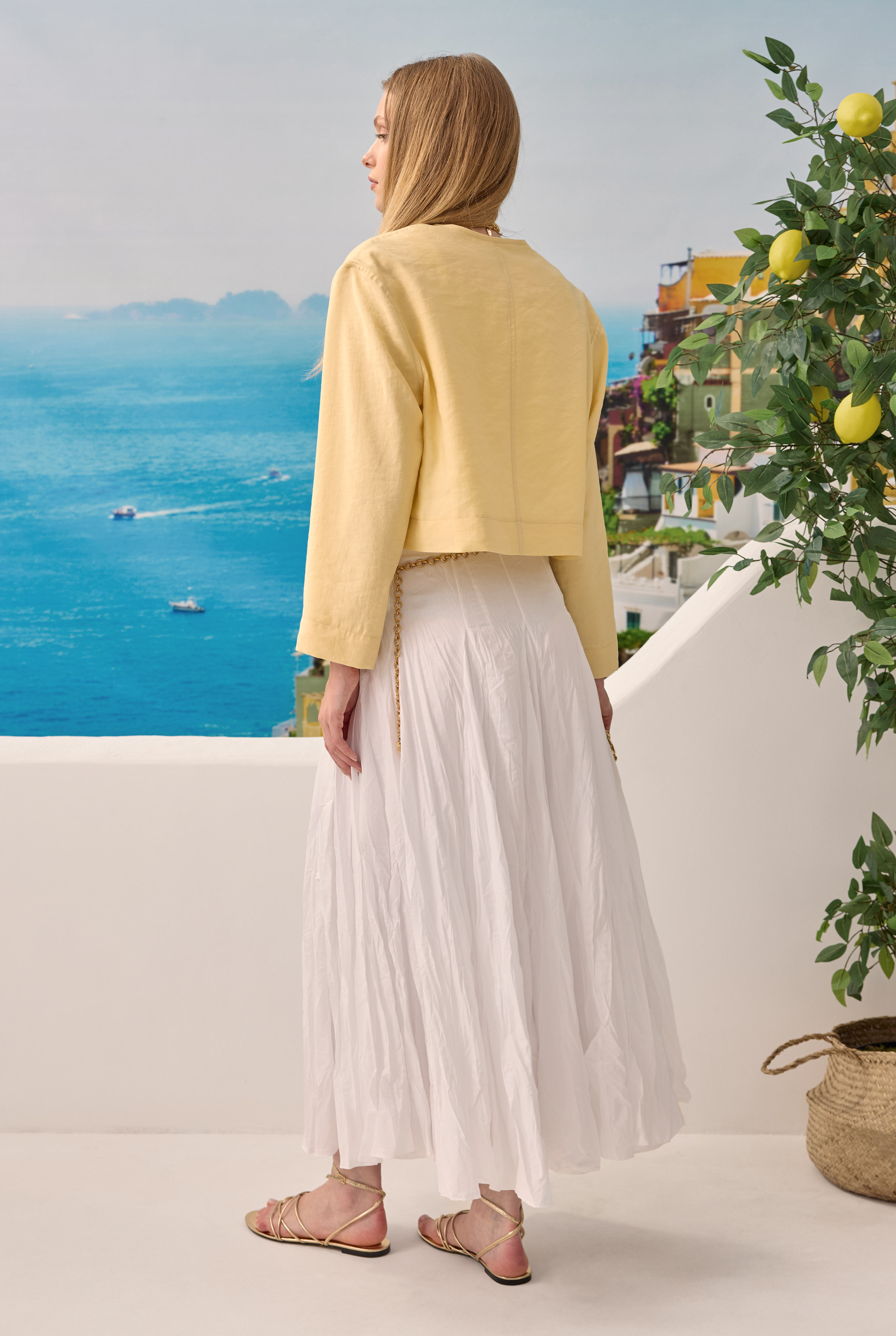 Modal Crop Jacket Soft Yellow - 5
