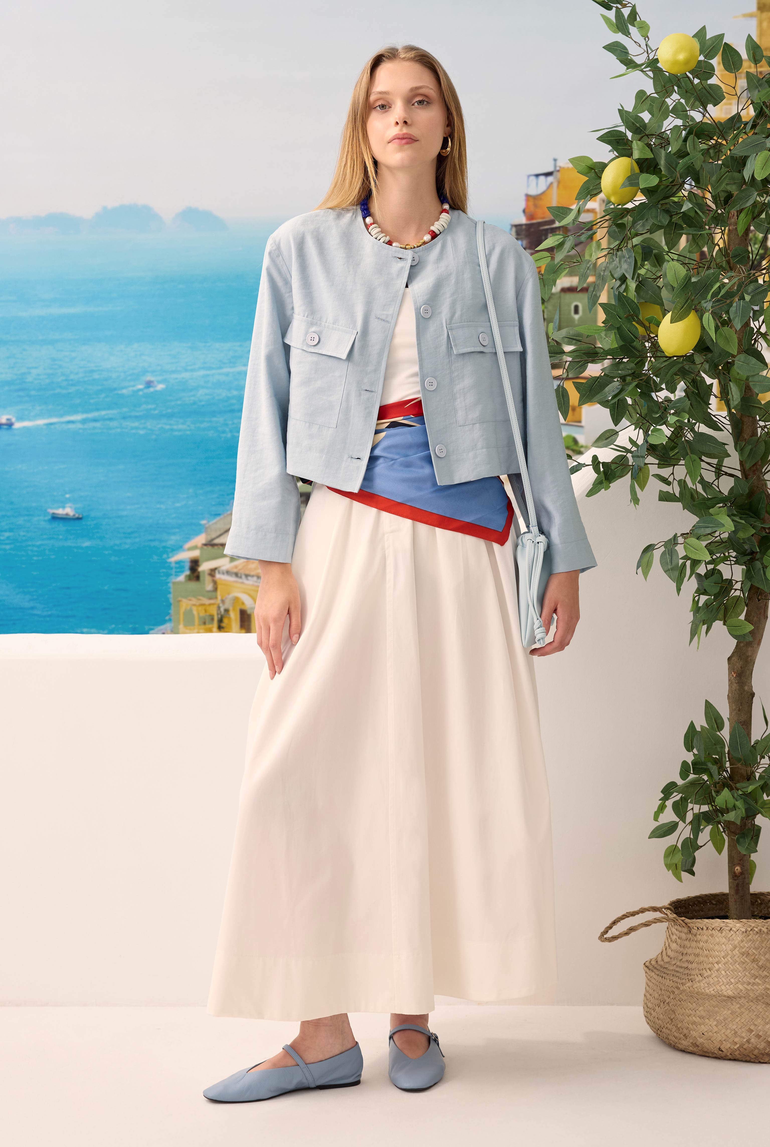 Modal Crop Jacket Baby Blue - 2