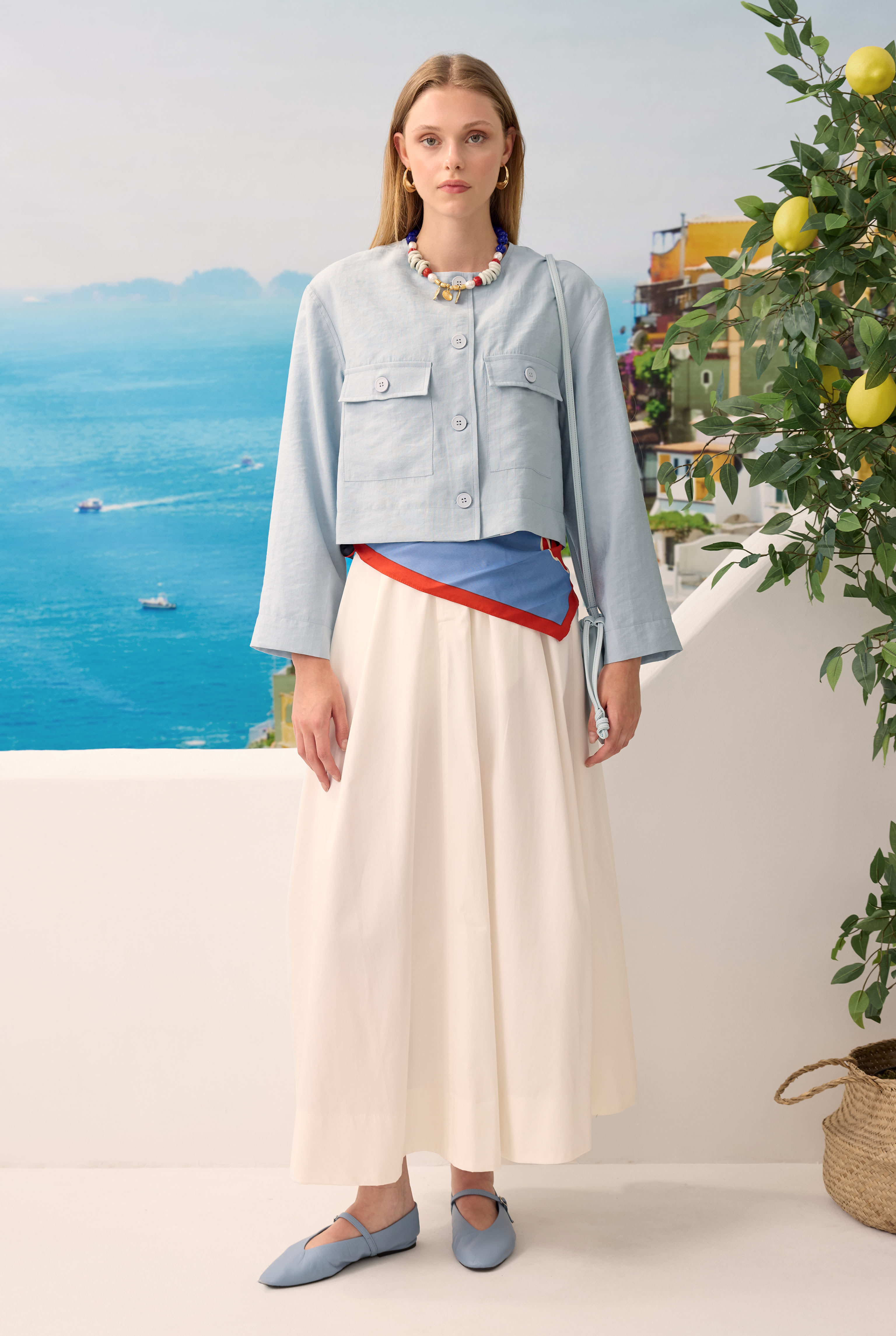 Modal Crop Jacket Baby Blue - 4