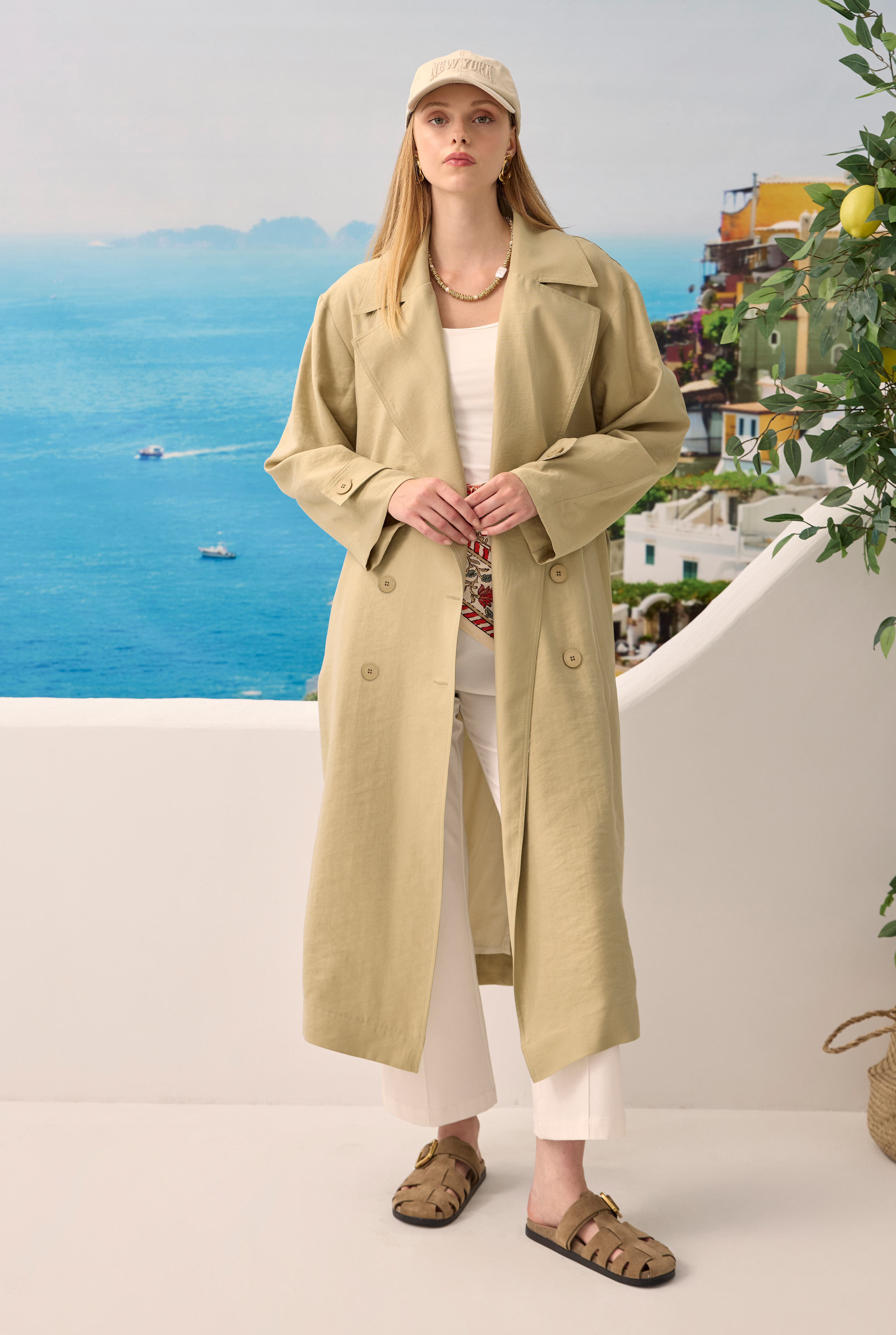 Buttoned Long Trenchcoat Sage Green - 5