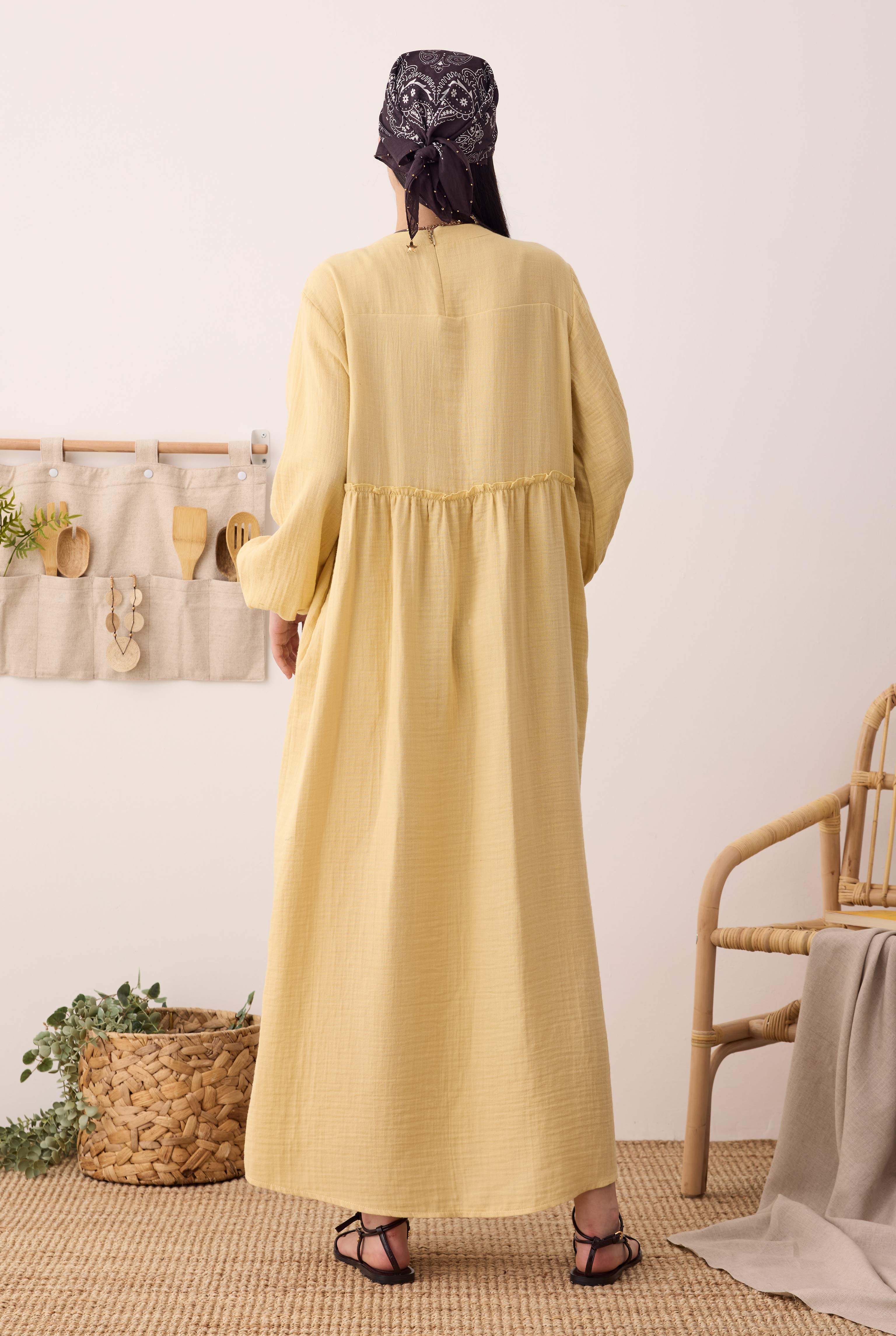 Müslin Elbise Soft Sarı - 4