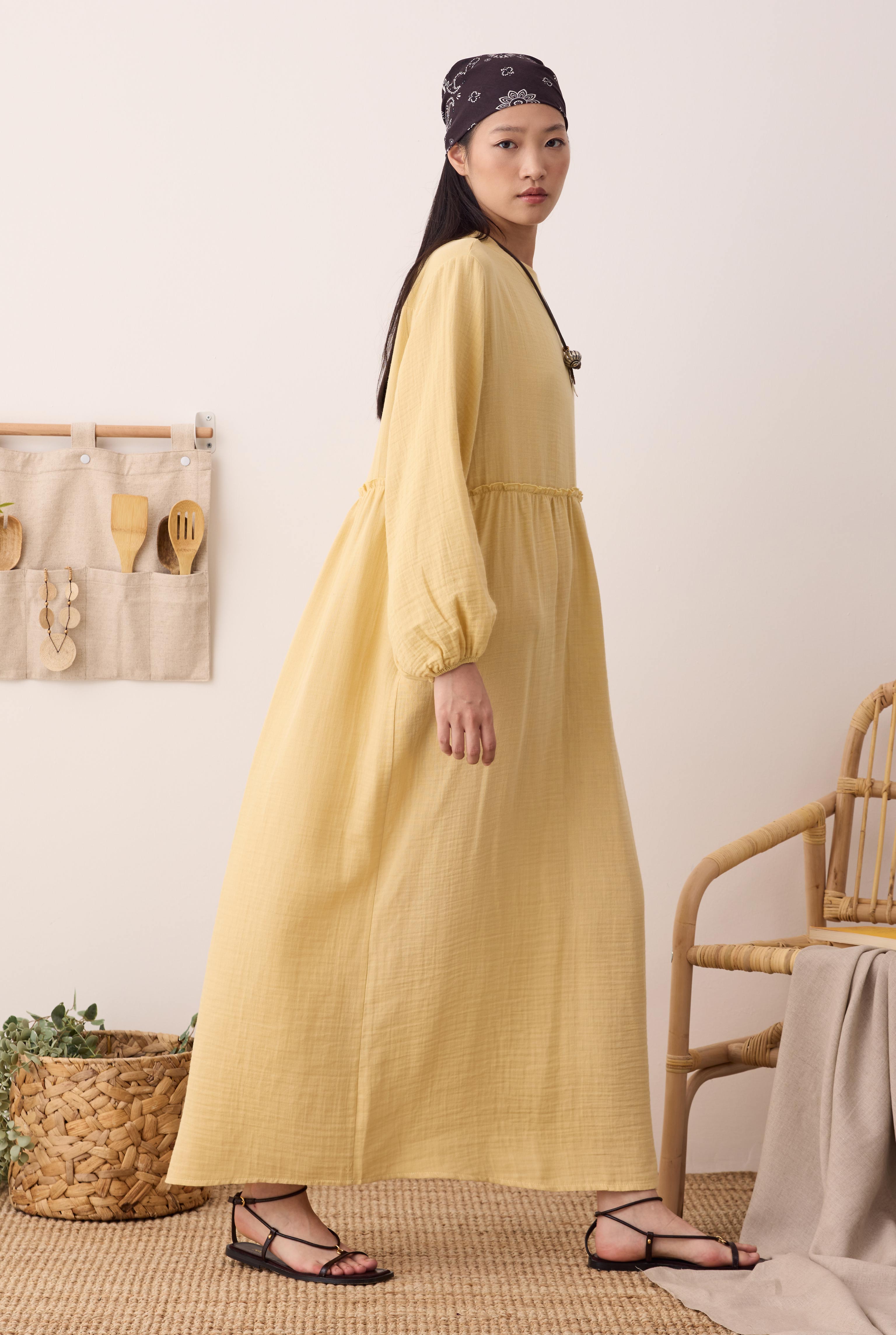 Müslin Elbise Soft Sarı - 5