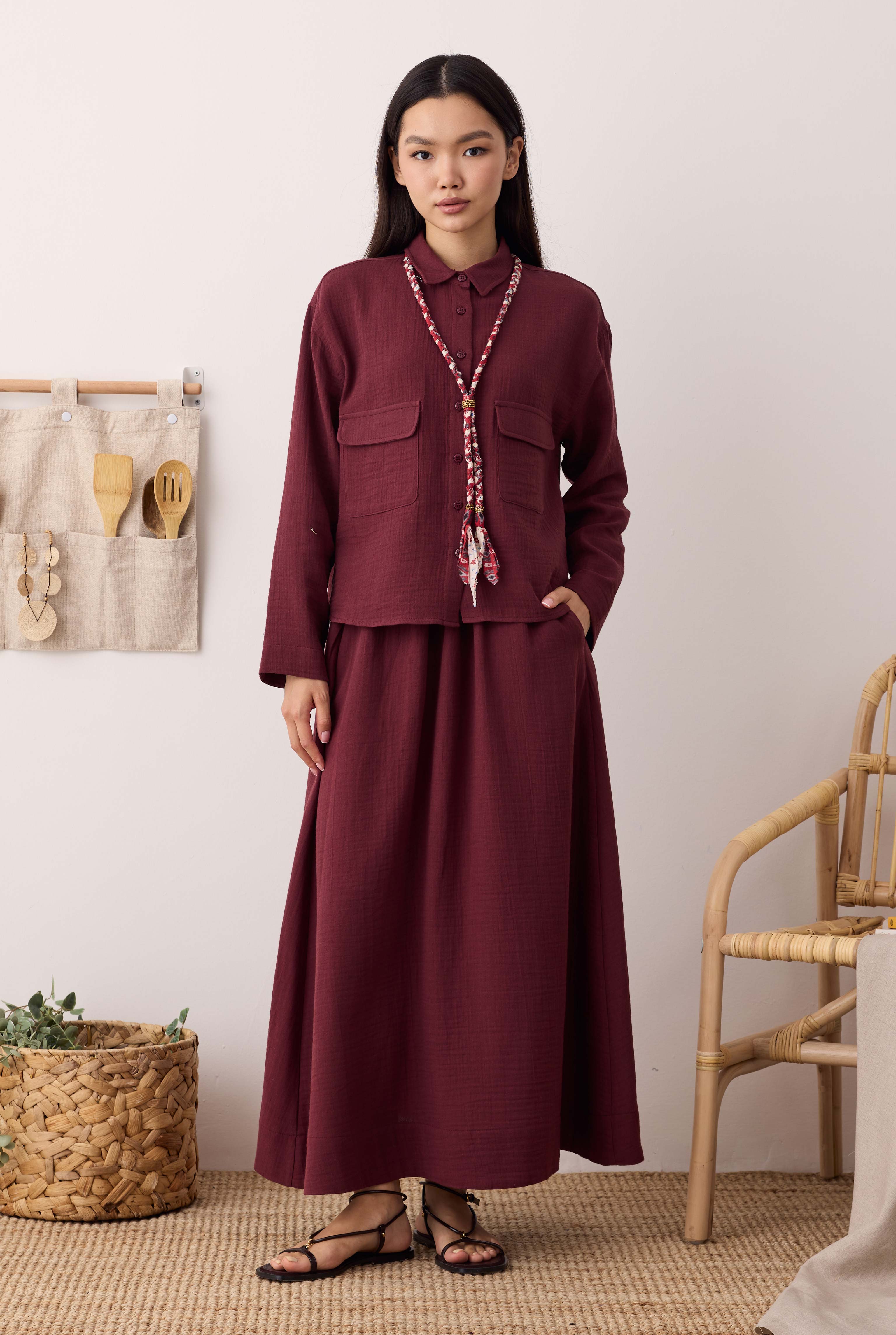 Müslin Etek Bordo - HE-QA