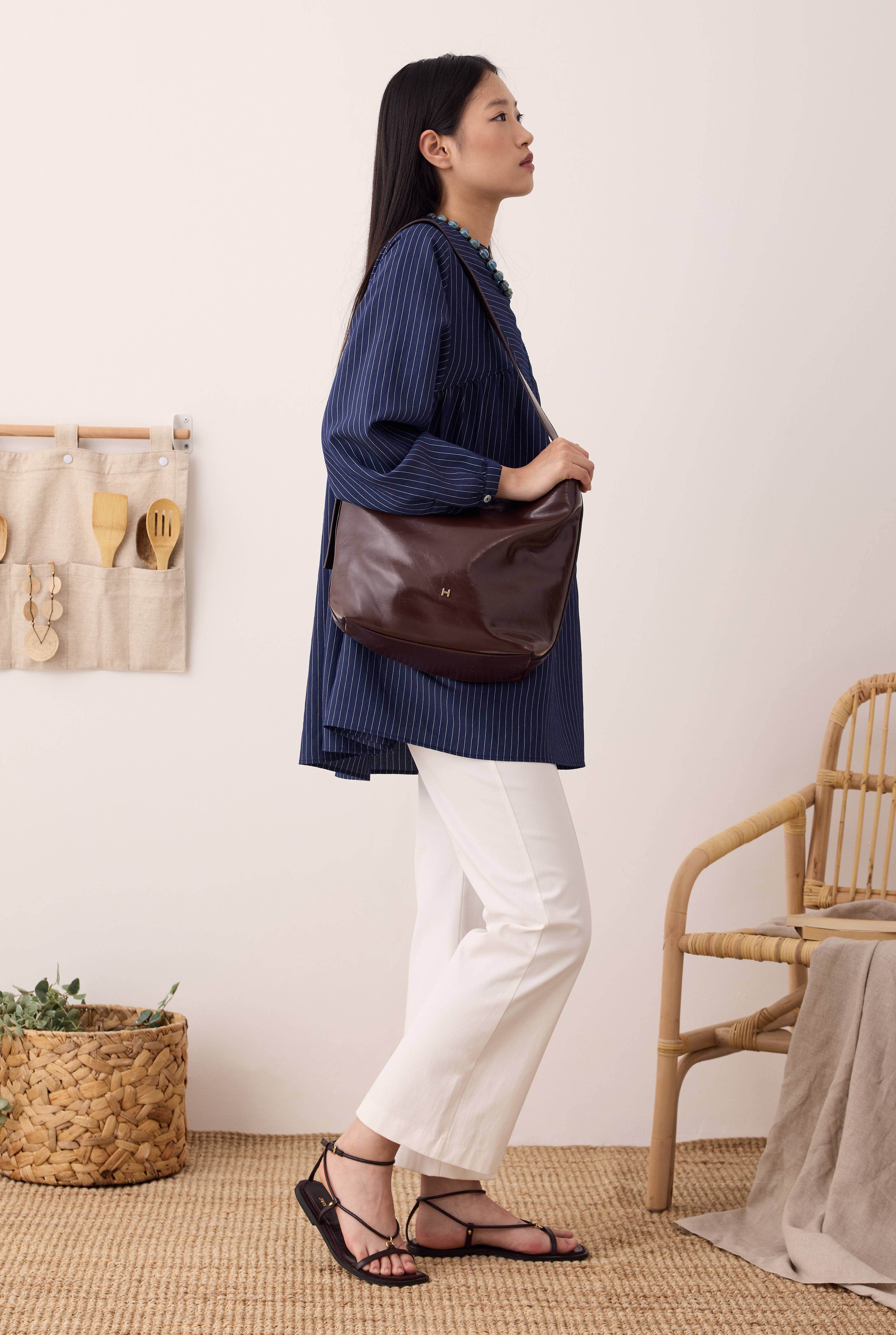 Leather Tote Bag Dark Brown - 6