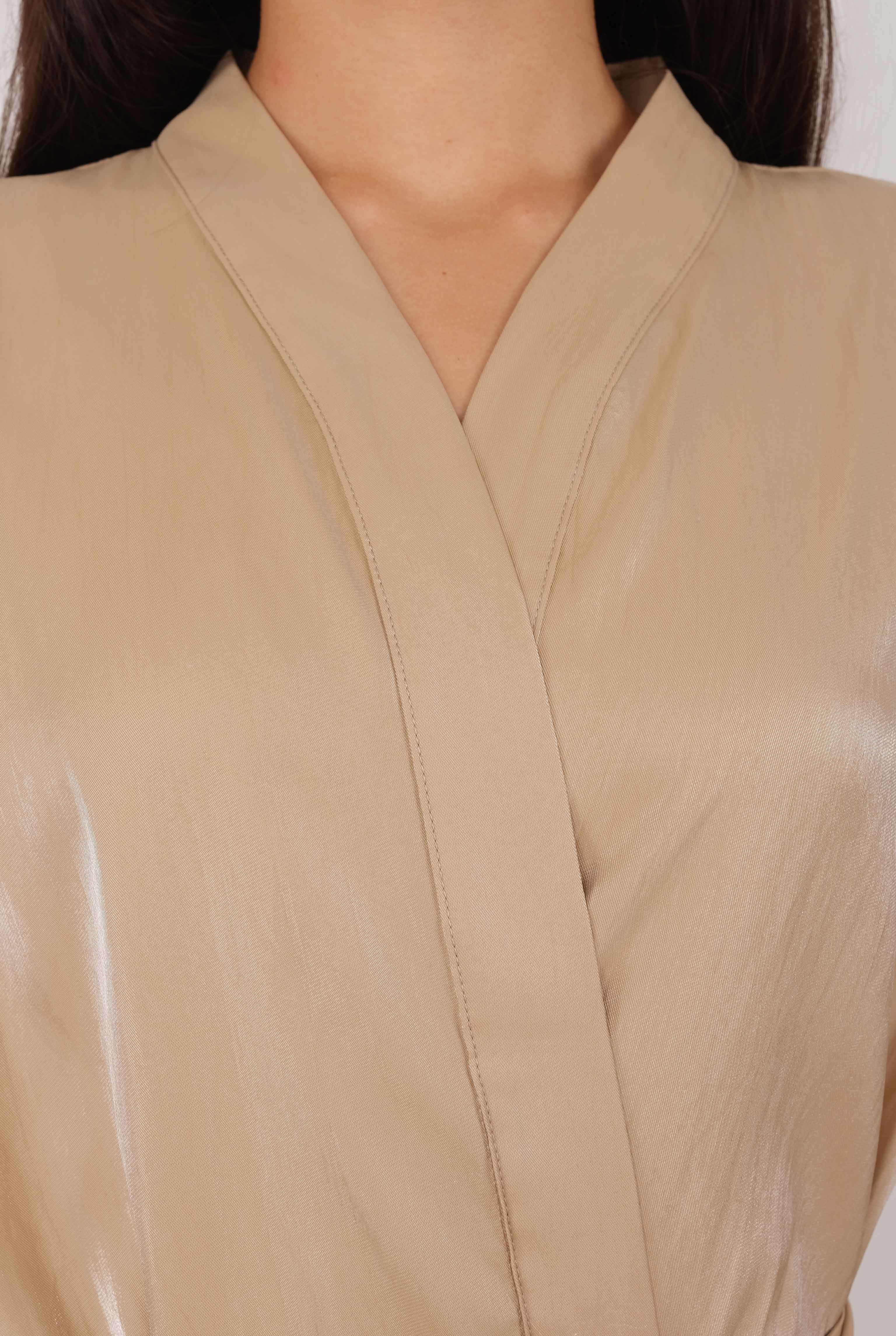 Pearlescent Abaya Dark Beige - 5