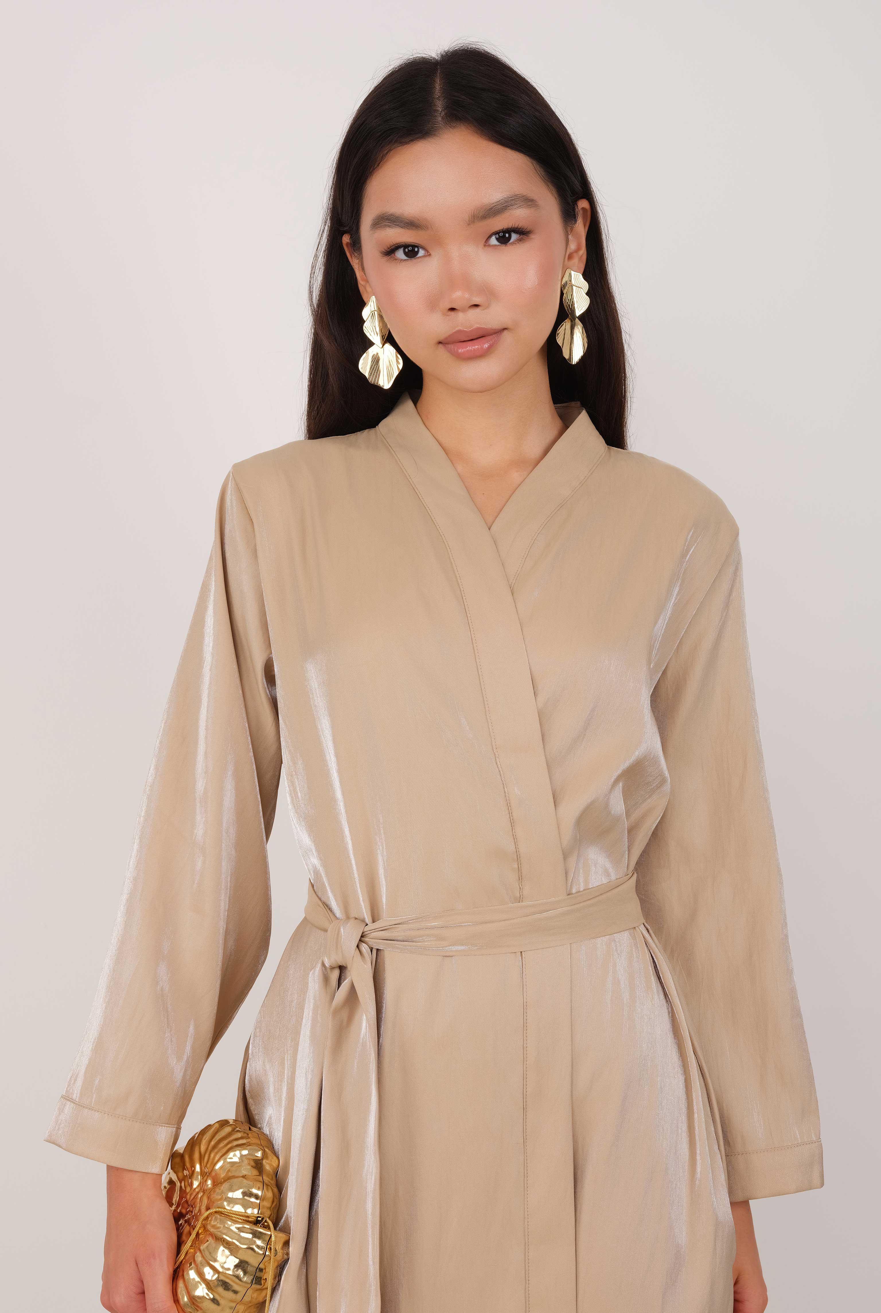Pearlescent Abaya Dark Beige - 2