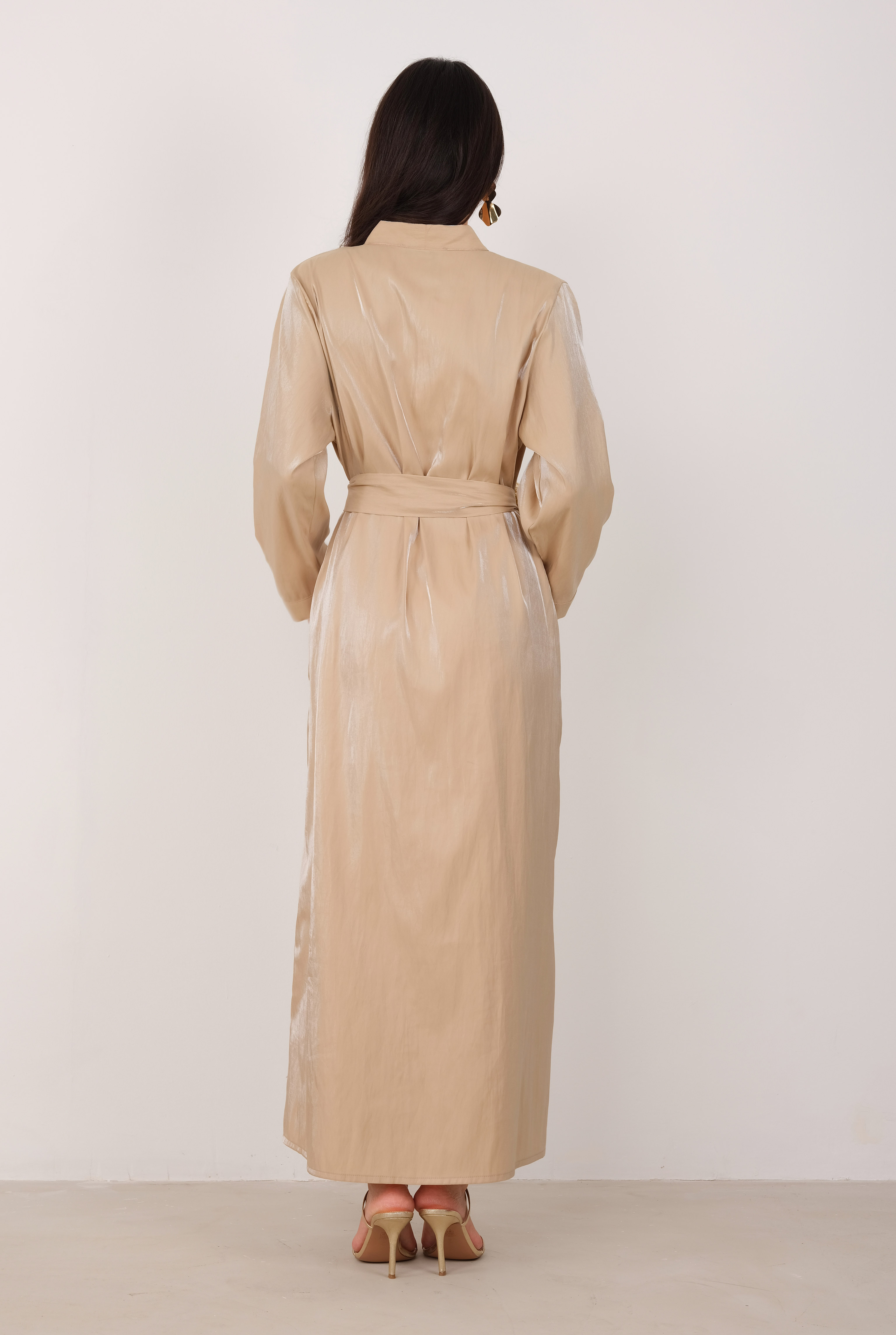 Pearlescent Abaya Dark Beige - 4