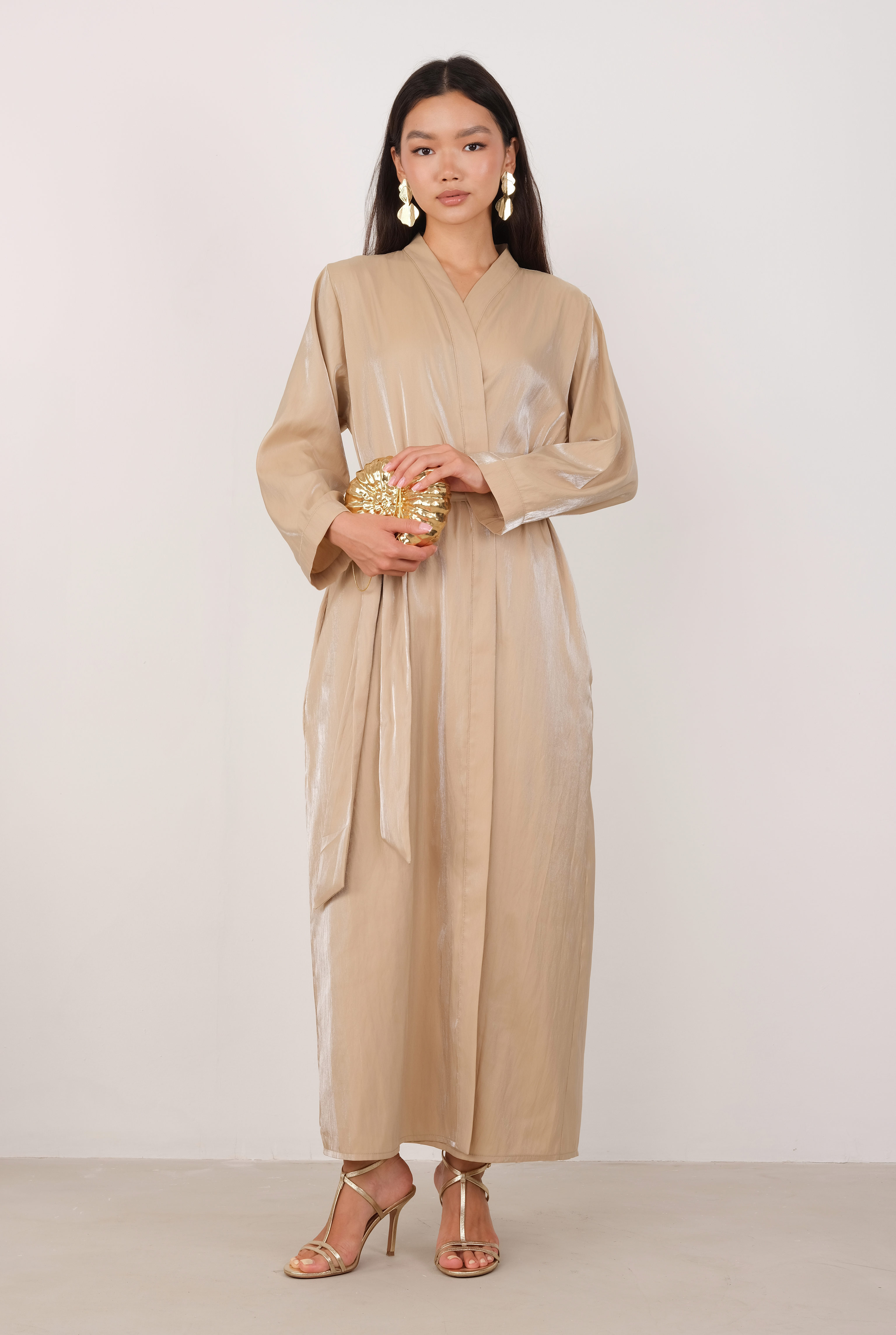Pearlescent Abaya Dark Beige - 3