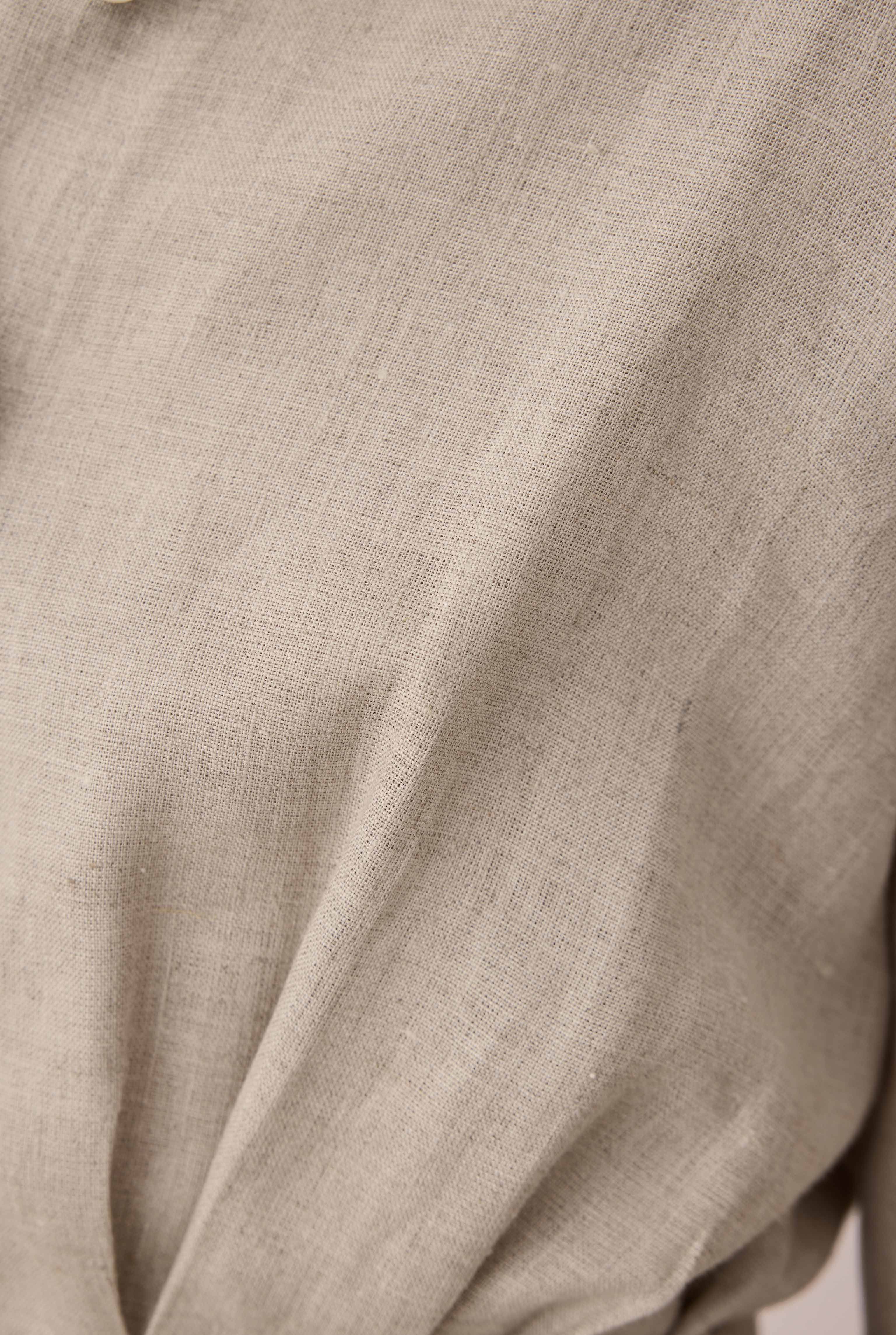 Pleated Long Linen Dress Pearl - 2