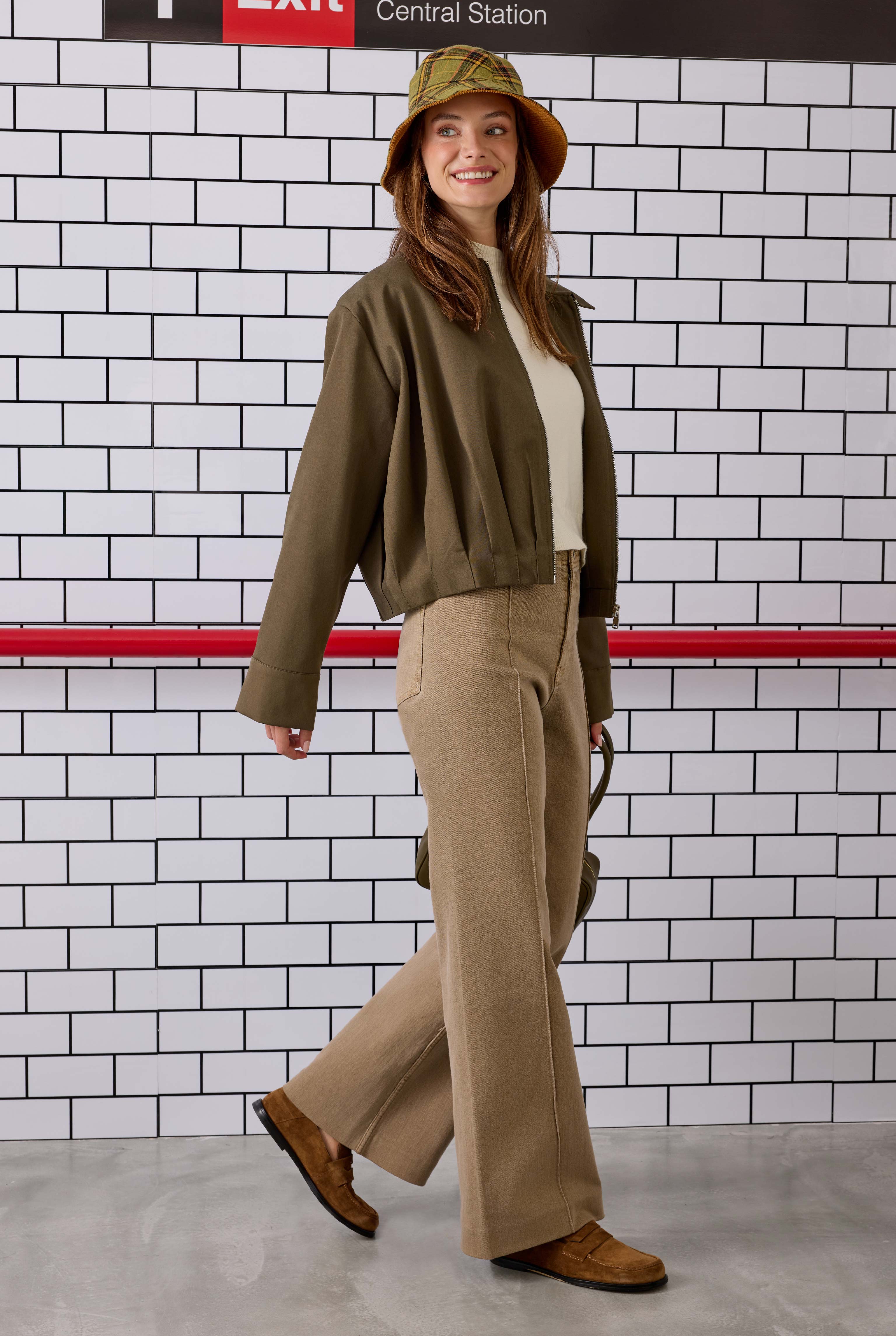 Pleated Poly-Viscose Jacket Khaki - 3