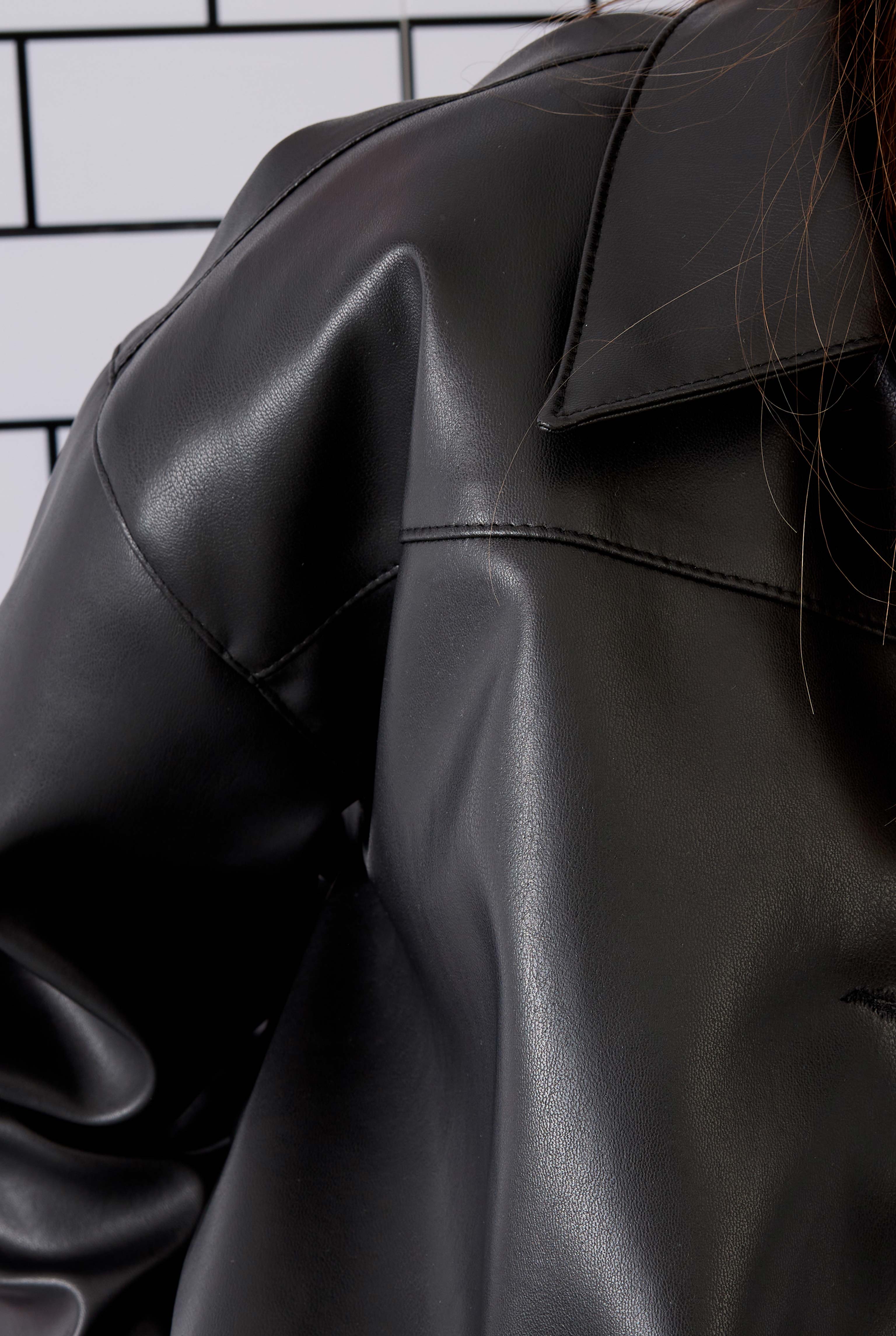 Sport Cut Leather Jacket Black - 8