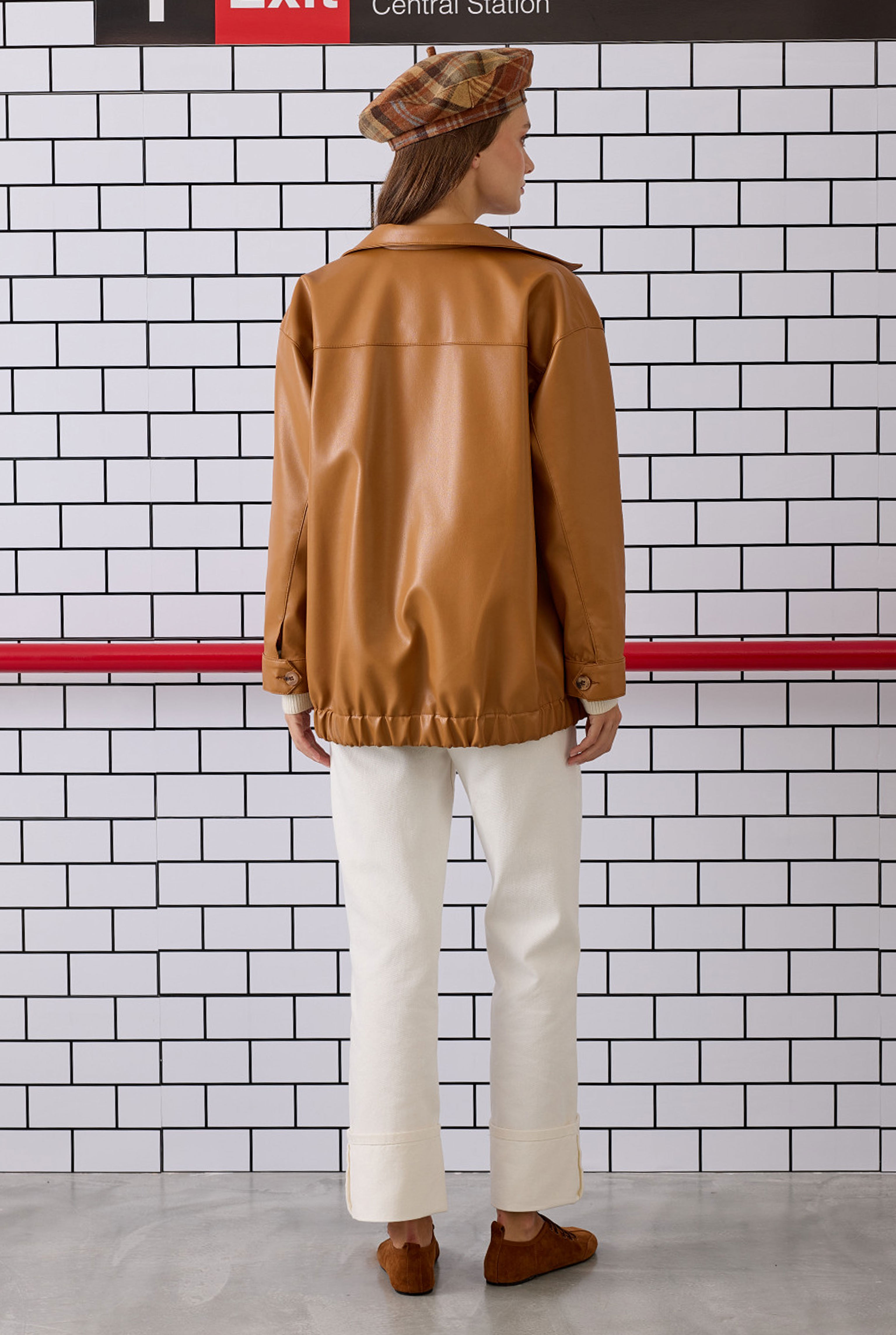 Sport Cut Leather Jacket Camel - 6