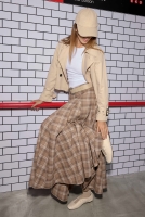 Ruffled Plaid Skirt Beige 