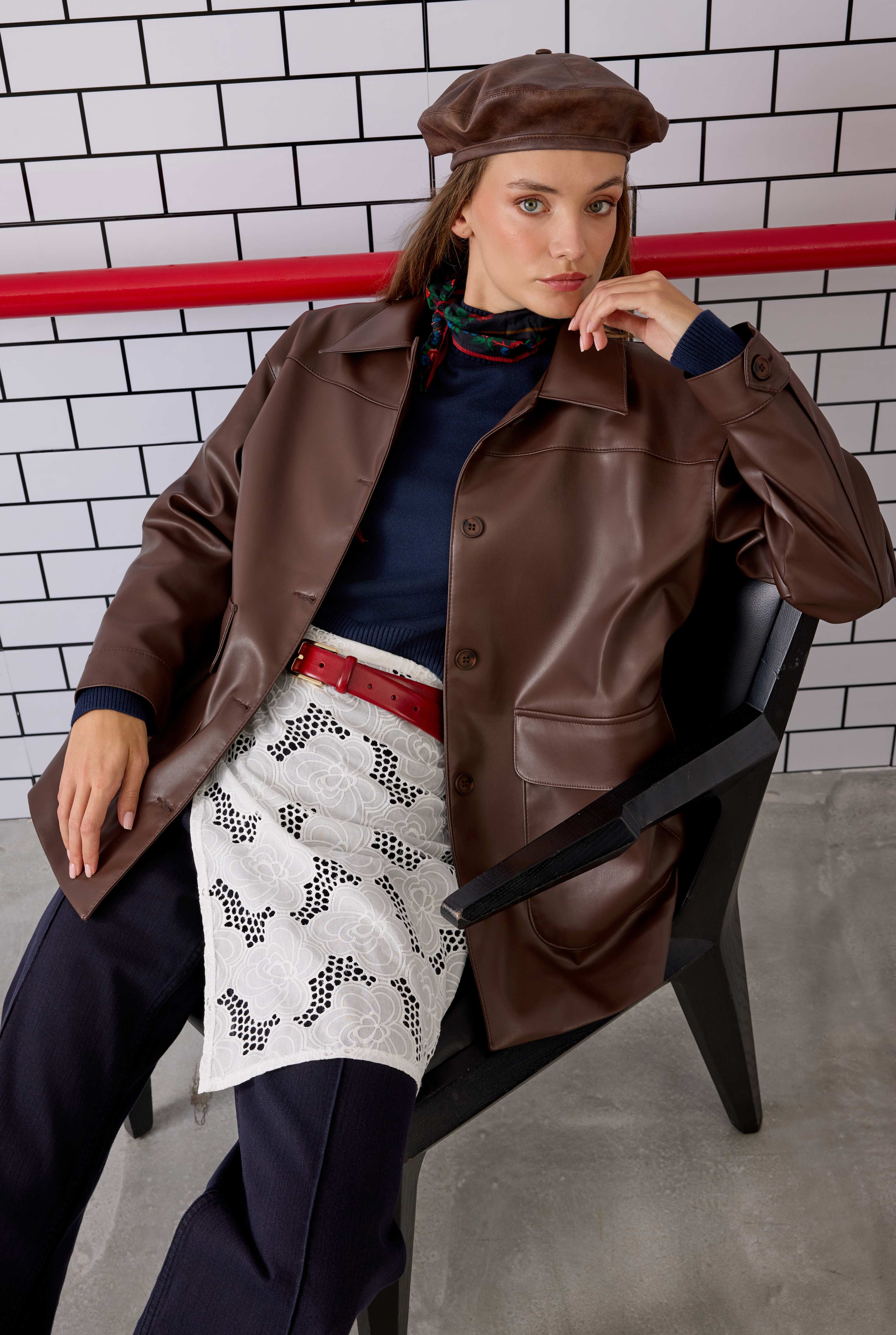 Sport Cut Leather Jacket Brown - 2